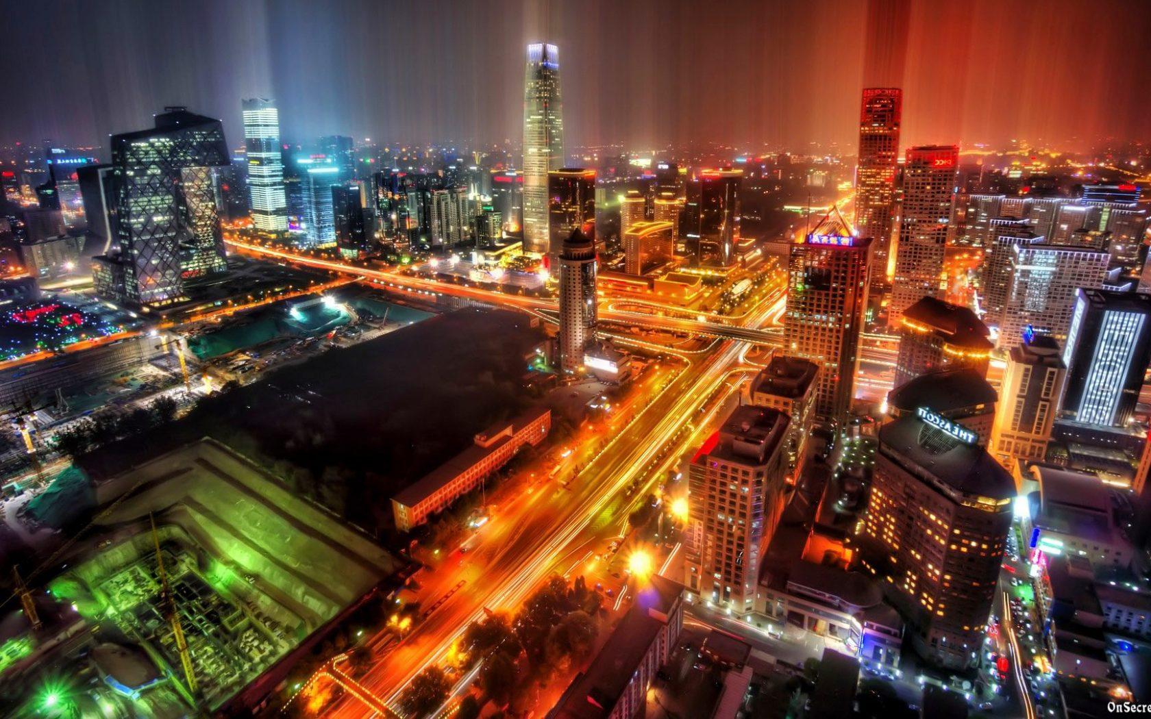1680x1050 Beijing Night City
