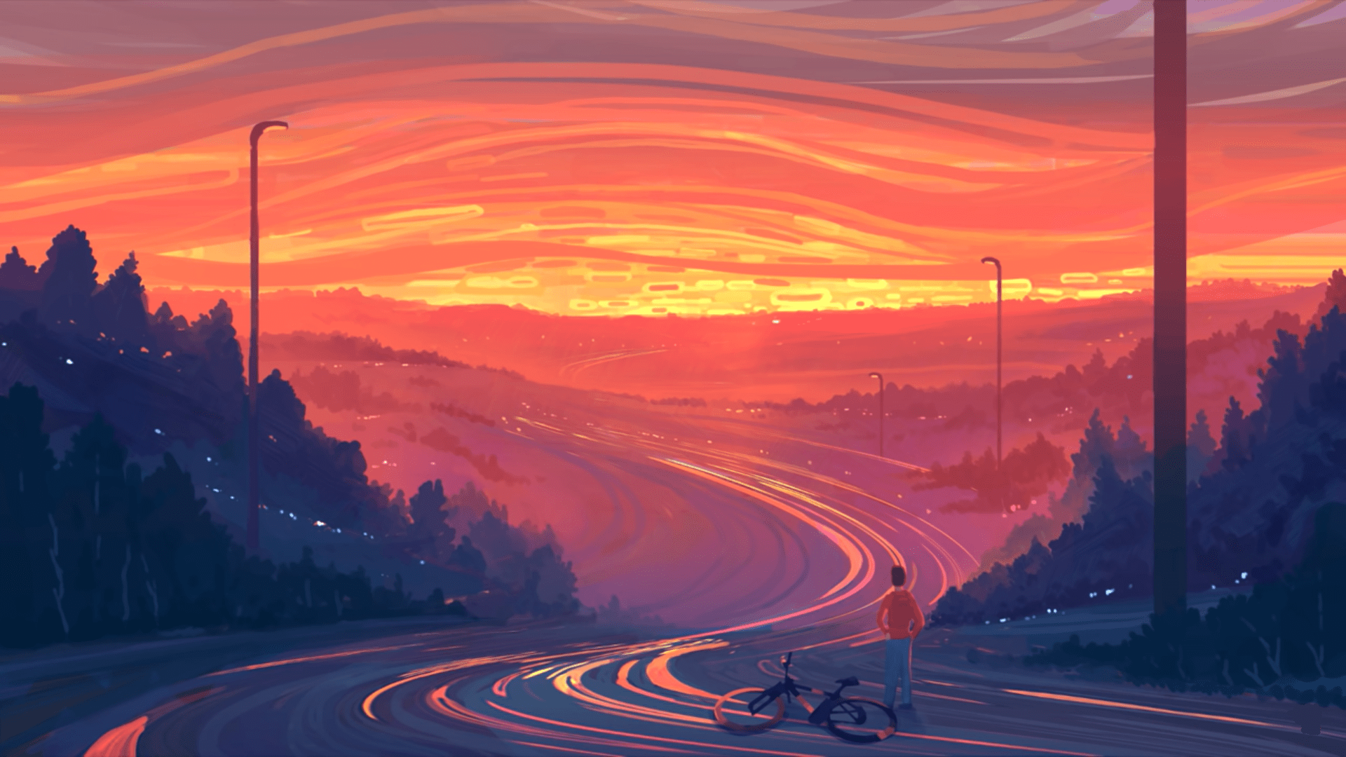1920x1080 Aesthetic Valley Sunset Wallpaper For Tech
