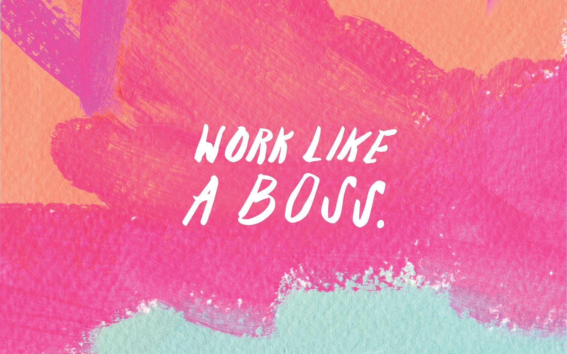 1856x1161 Cute desktop background quotes work Pink coral mint watercolour brush paint stroke boss desktop