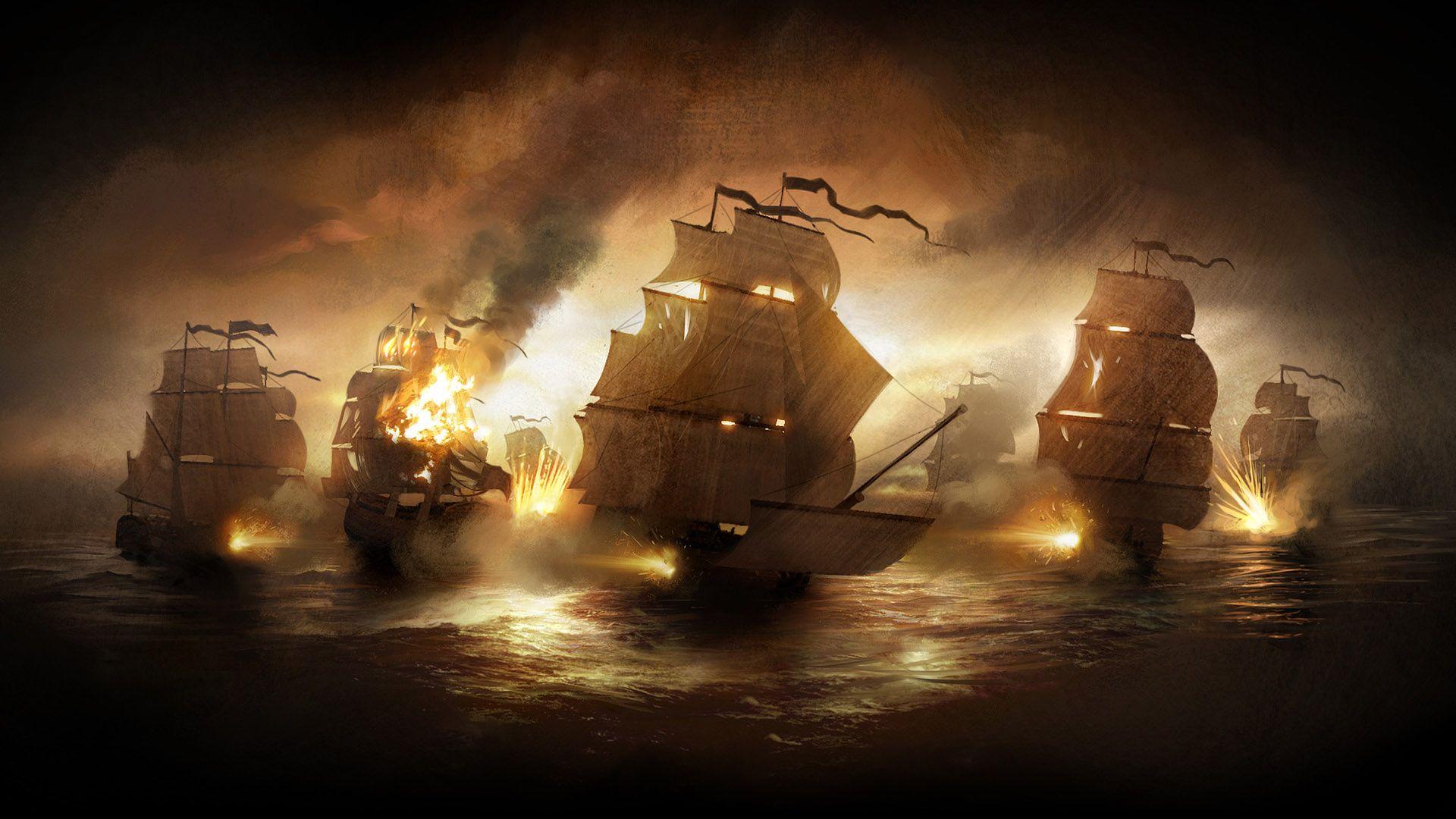 1920x1080 old ships at sea HD wallpaper. Sea, Ships, Other. Free HD wallpaper. Ship paintings, Old sailing ships, Empire total war