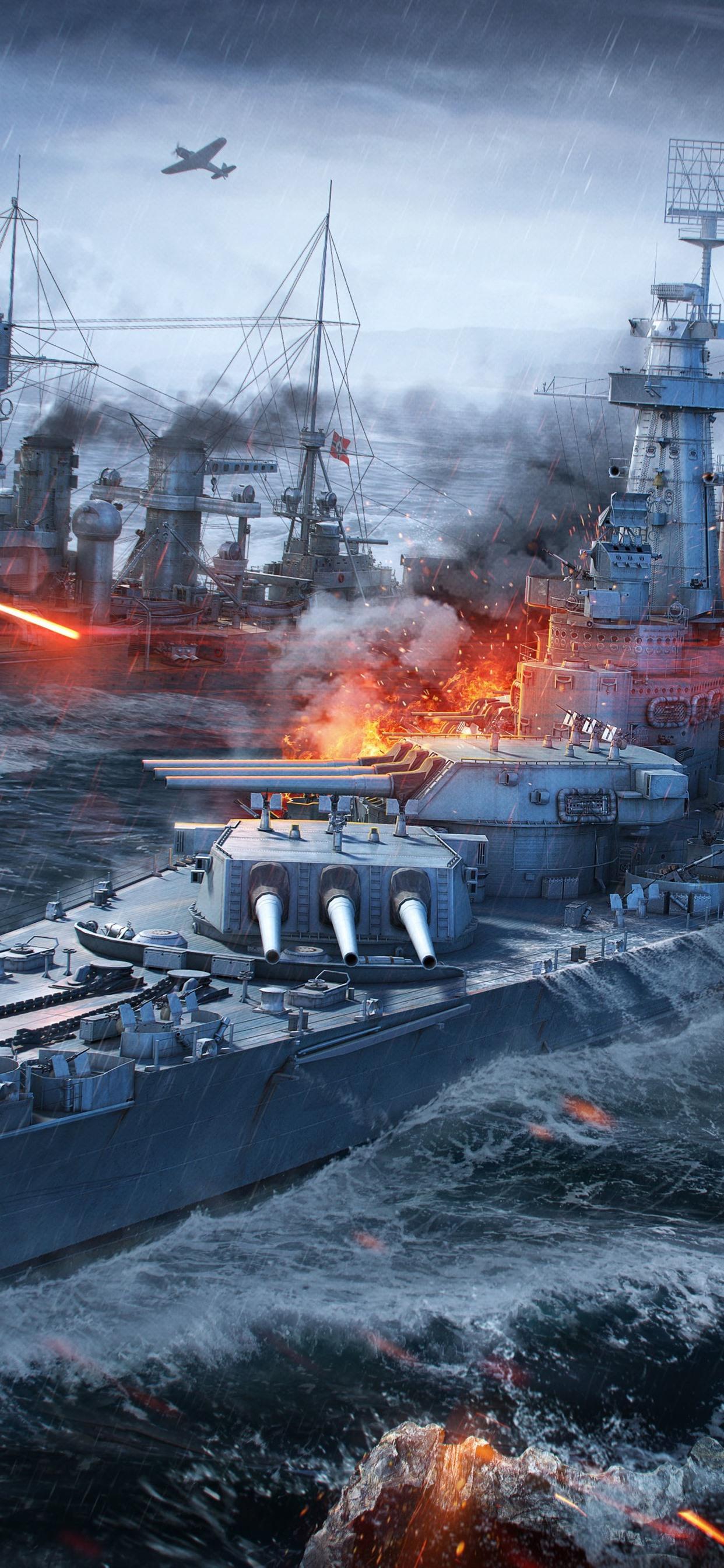 1242x2688 World Of Warships, Battle, Sea, Ships 1242x2688 IPhone 11 Pro XS Max Wallpaper, Background, Picture, Image