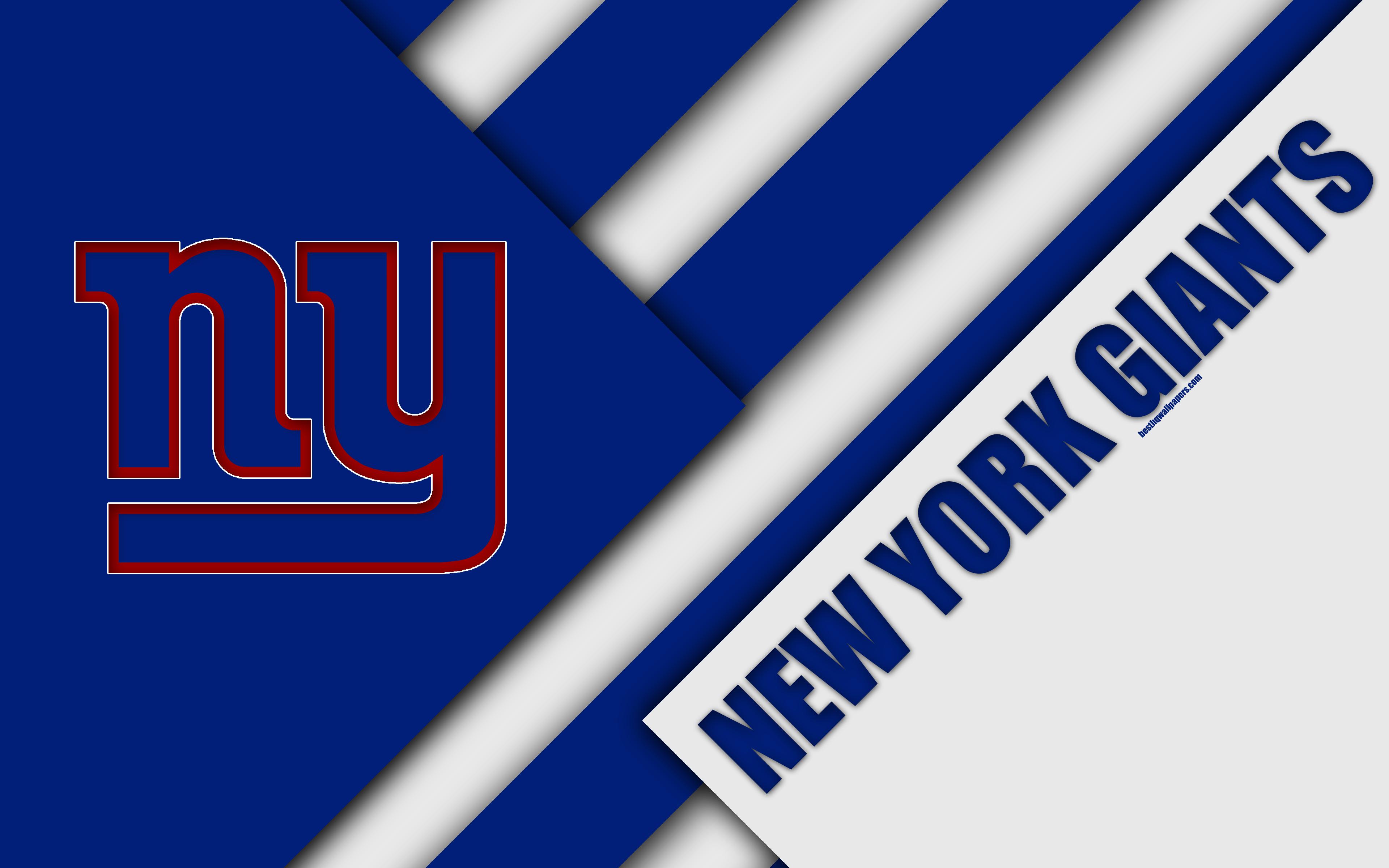 3840x2400 Download wallpaper New York Giants, NFC East, 4k, logo, NFL, blue white abstraction, material design, American football, East Rutherford, New Jersey, USA, National Football League for desktop with resolution 3840x2400. High Quality