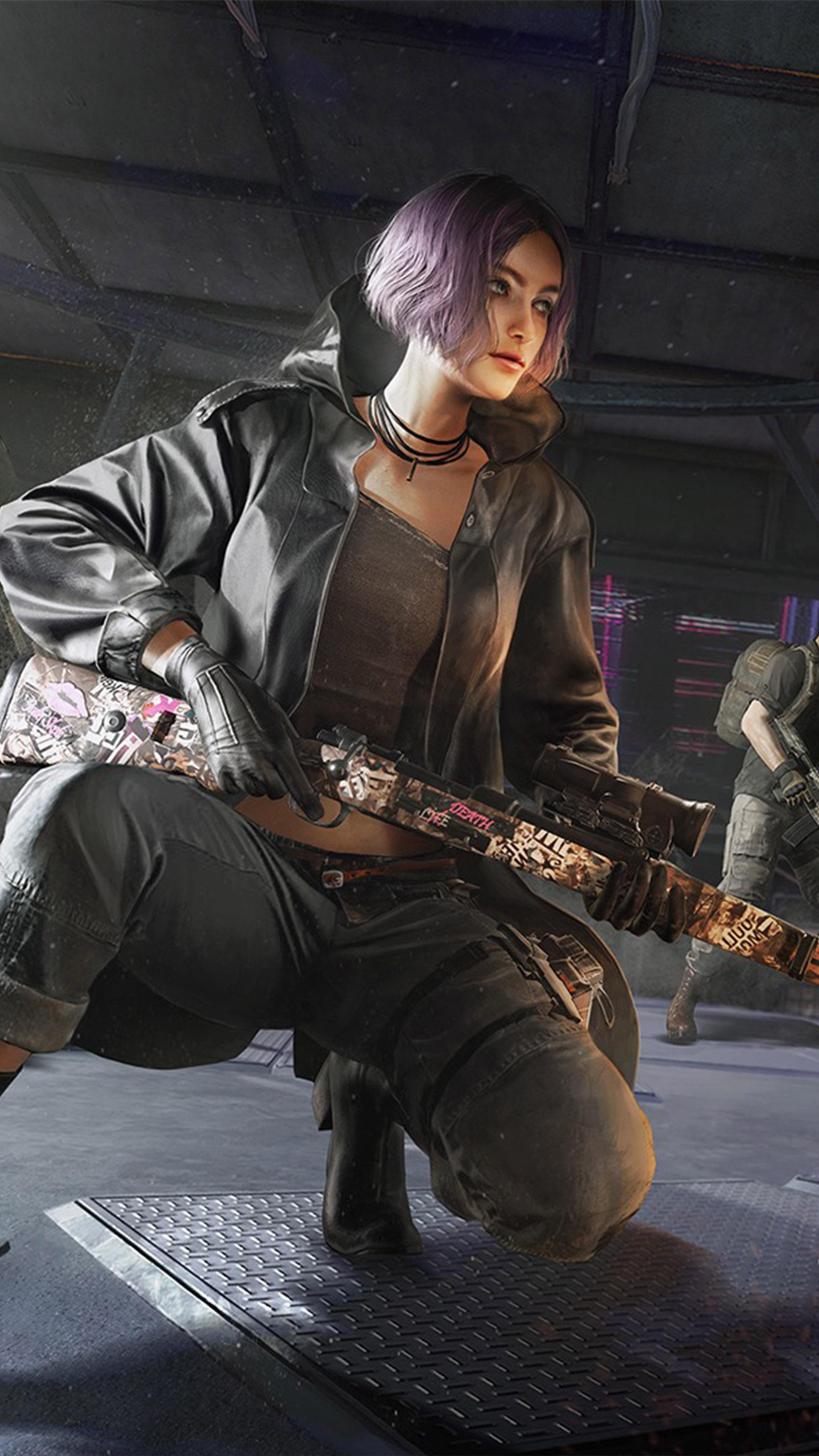 2160x3840 PUBG Girl With Sniper Season 8 4K Ultra HD Mobile Wallpaper