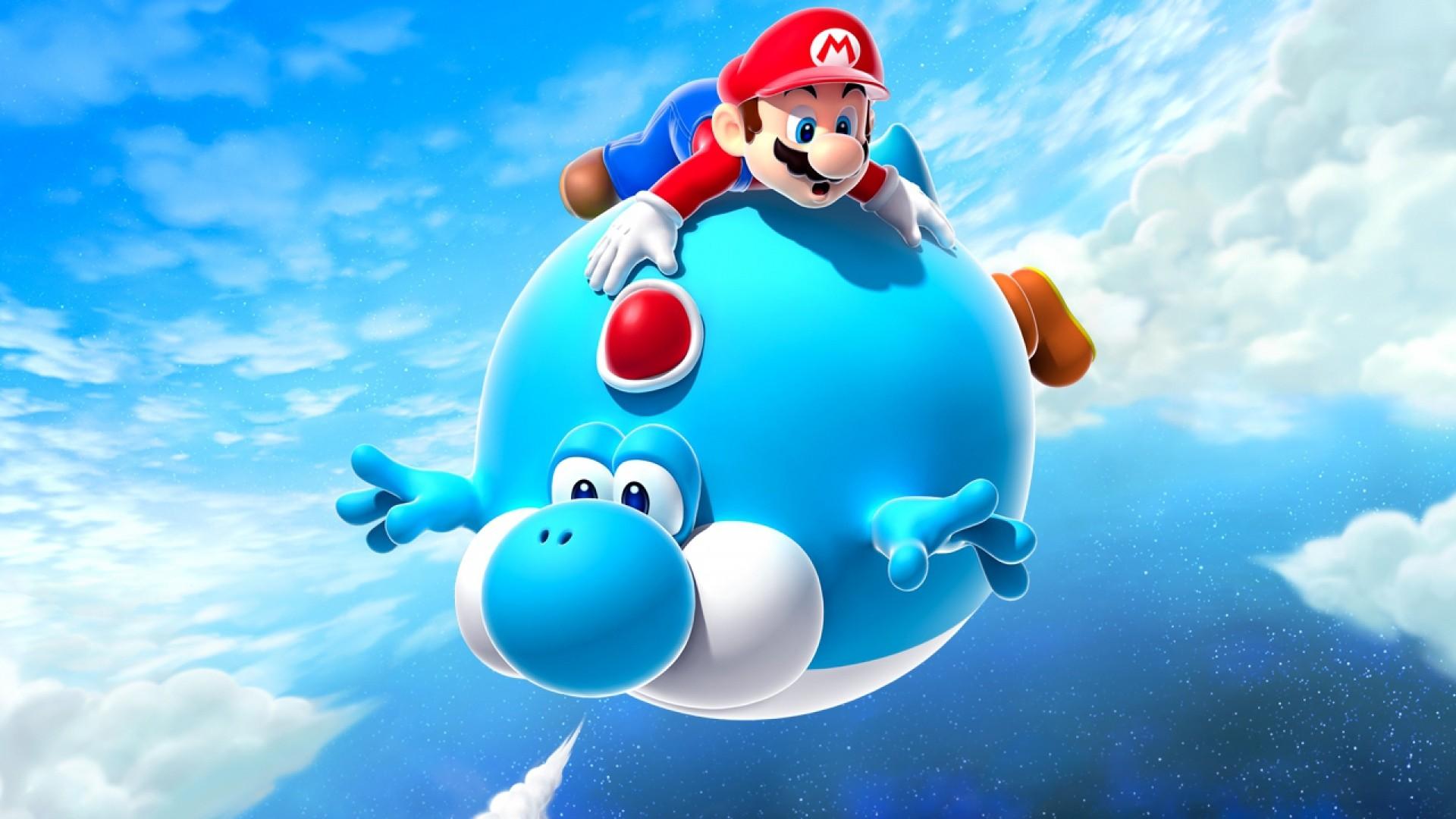 1920x1080 Mario Air Balloon Yoshi Blue Super Mario Galaxy Picture HD Background Wallpaper Free Cool Tablet Smart Phone 4k High Definition 1920x1080. Full HD Wallpaper