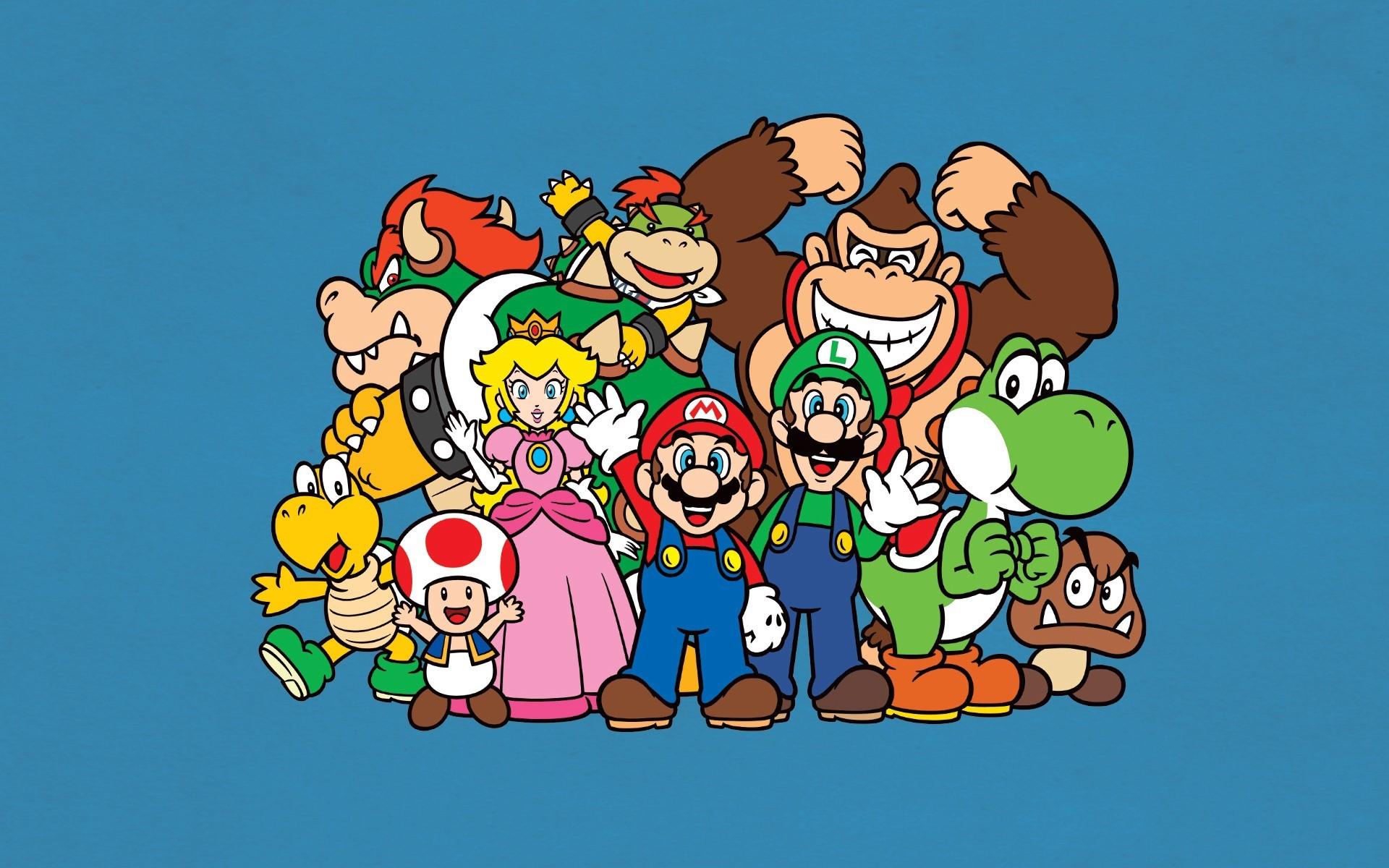 1920x1200 Mario bros, Luigi, Yoshi, Princess peach, Donkey kong, Toad wallpaper