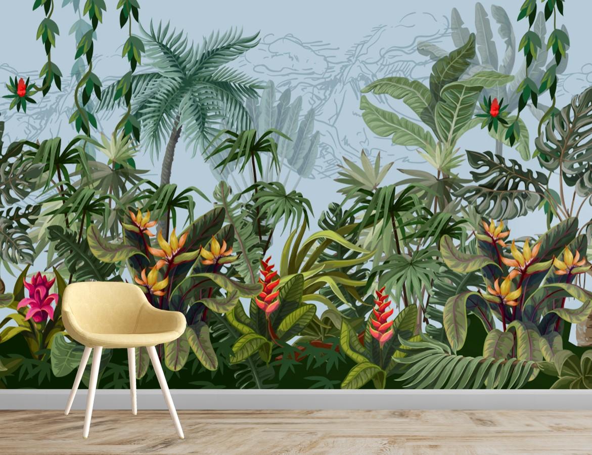 Painted Tropical Jungle Leaves Wallpaper  Nirmals Furnishings