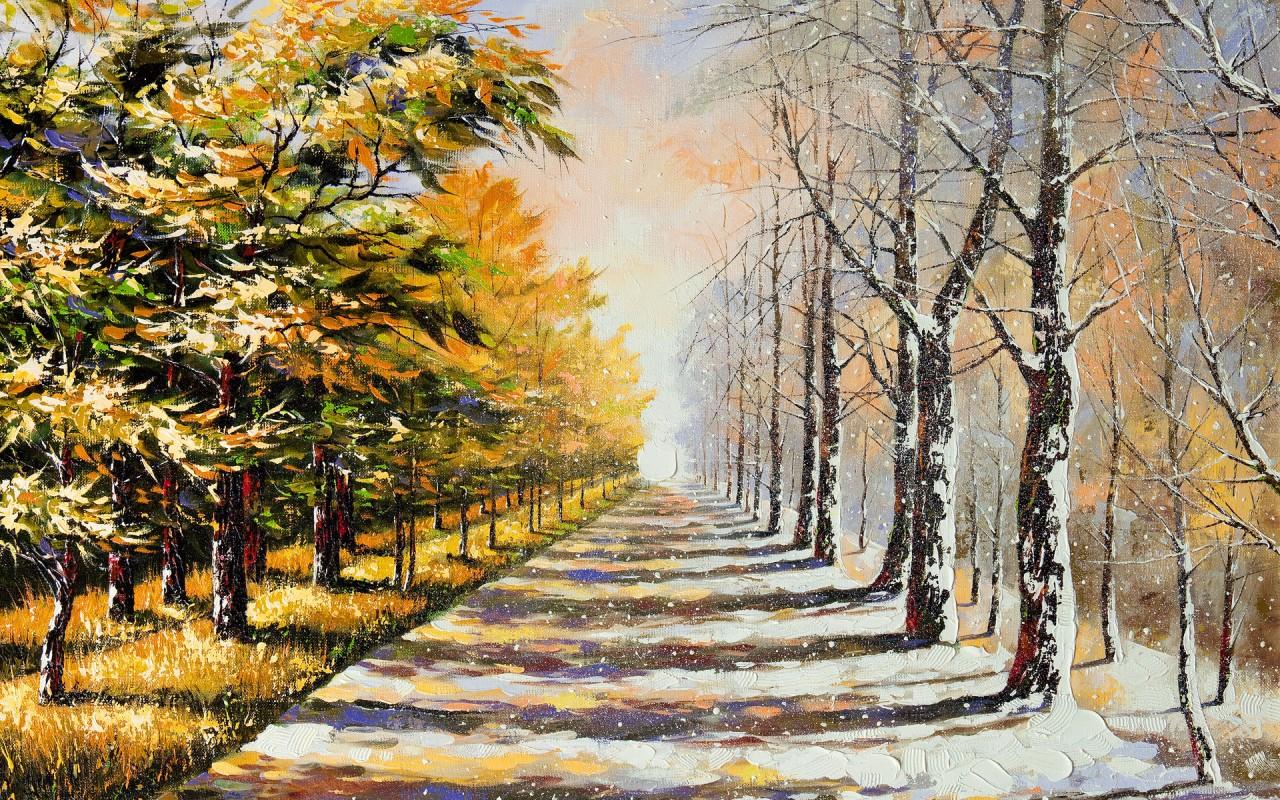 1280x800 Summer & Winter Stunning View Wallpaper And Summer Painting