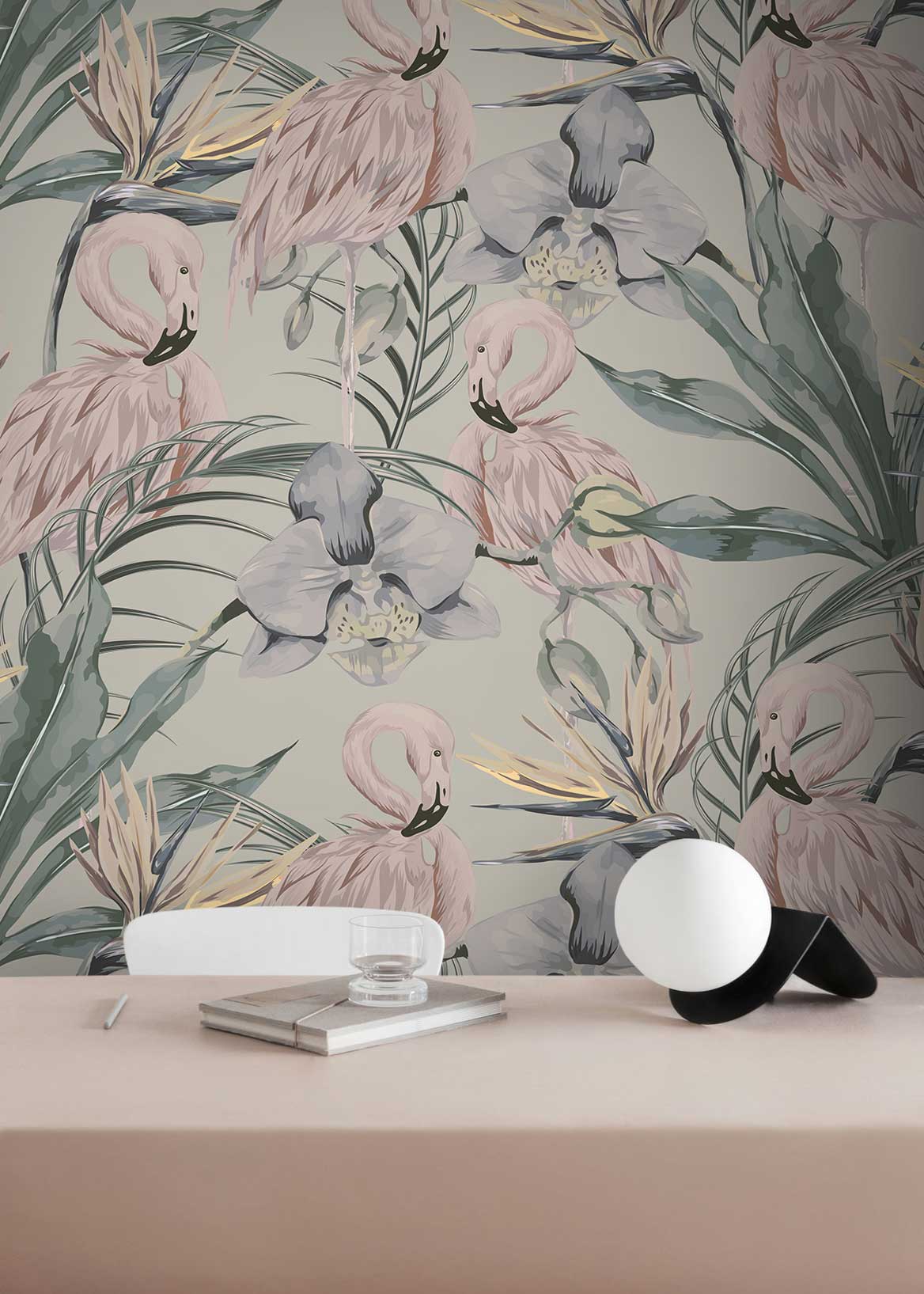 1168x1635 Pastel Tropical Flamingo Wallpaper