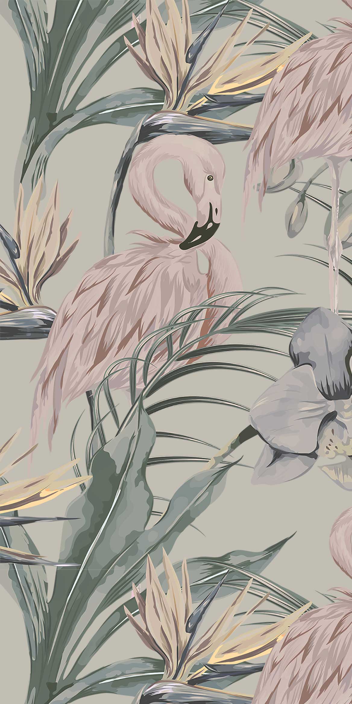 1168x2336 Pastel Tropical Flamingo Wallpaper