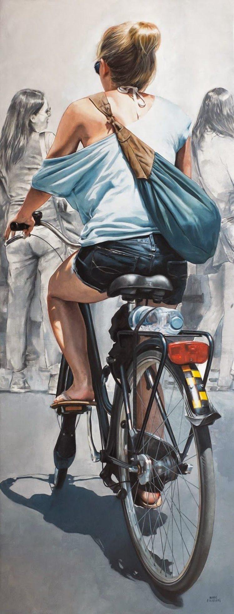 748x1956 painting, Art, Girl, Bike, Summer Wallpaper HD / Desktop and Mobile Background