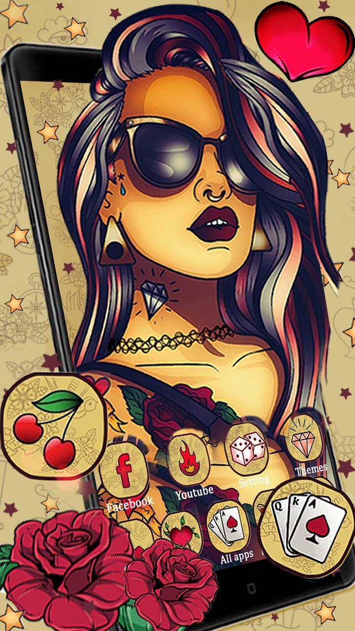 720x1280 Tattoo Girl Art Themes HD Wallpaper 3D icons for Android