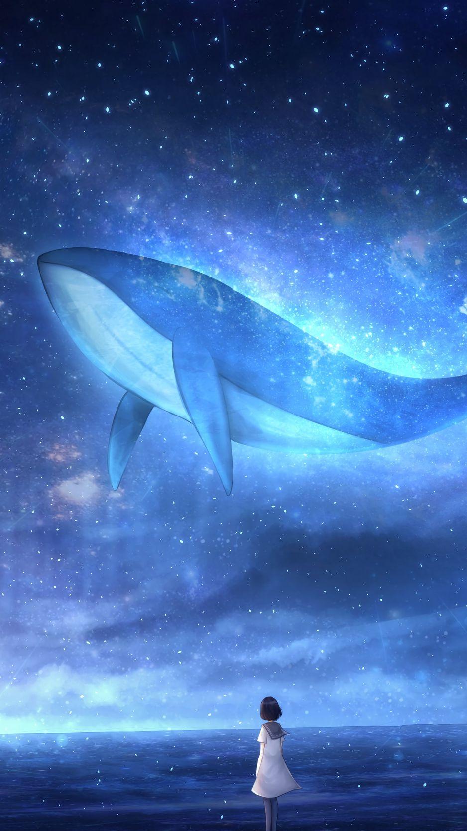 938x1668 Download Wallpaper 938x1668 Whale, Girl, Art Iphone 8 7 6s 6 For Parallax HD Background