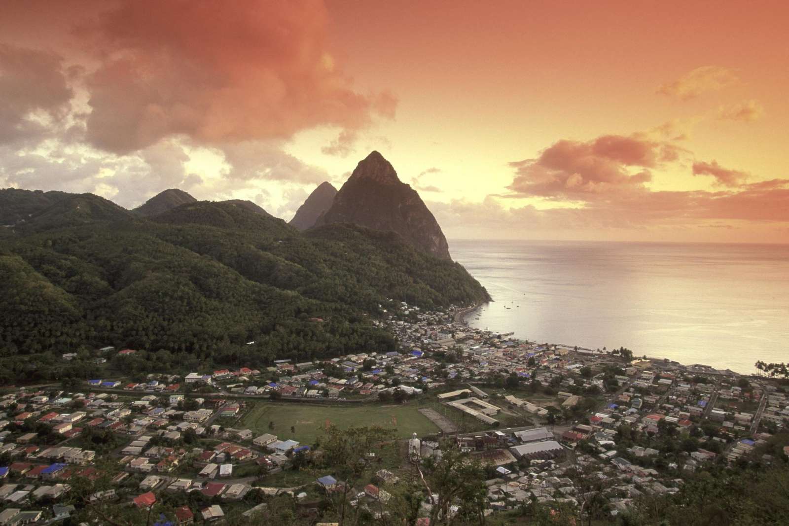 1600x1067 Caribbean Scenes Wallpaper Free Sunset View of the Pitons and Soufriere, St. Lucia Wallpaper, Photo, Picture and Background