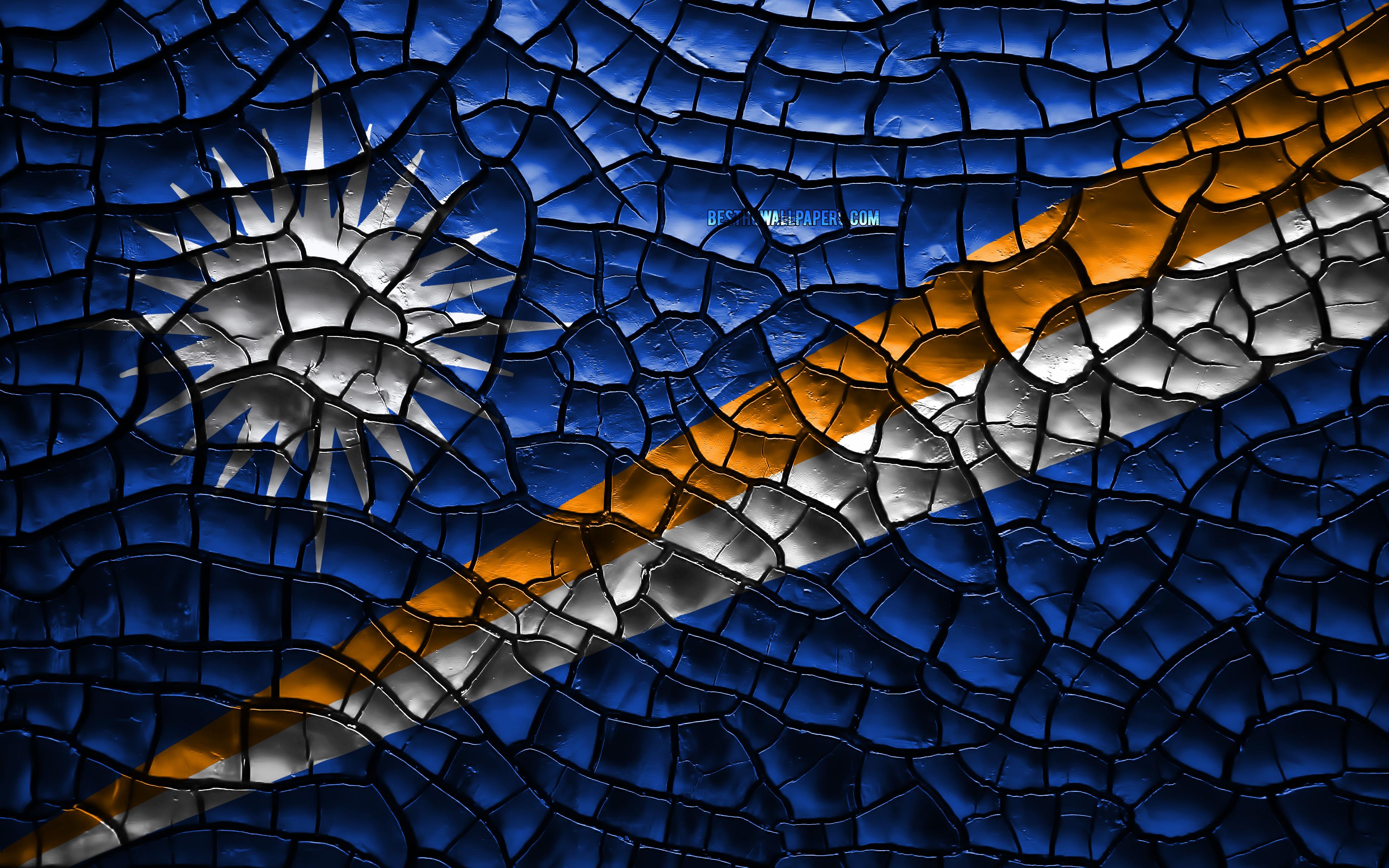 3840x2400 Download wallpaper Flag of Marshall Islands, 4k, cracked soil, Oceania, Marshall Islands flag, 3D art, Marshall Islands, Oceanian countries, national symbols, Marshall Islands 3D flag for desktop with resolution 3840x2400. High Quality
