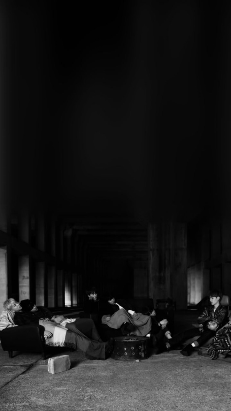 750x1334 Bts Black And White Wallpaper