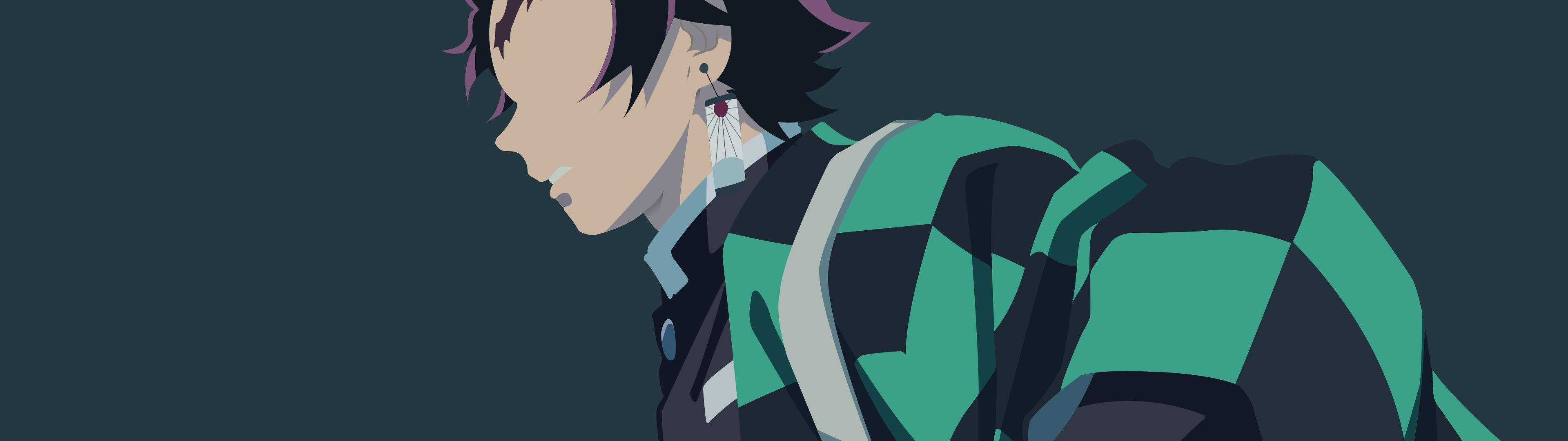 3840x1080 Tanjirou Kamado Minimalist Kimetsu no Yaiba 4K Wallpaper