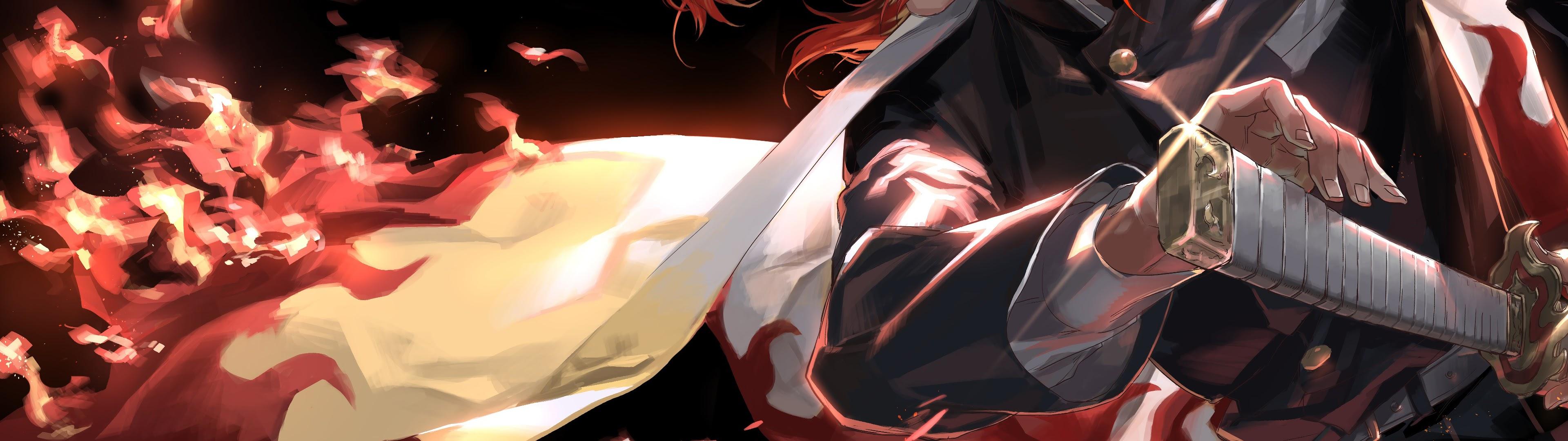 3840x1080 Kyoujurou Rengoku Kimetsu No Yaiba 4K Wallpaper