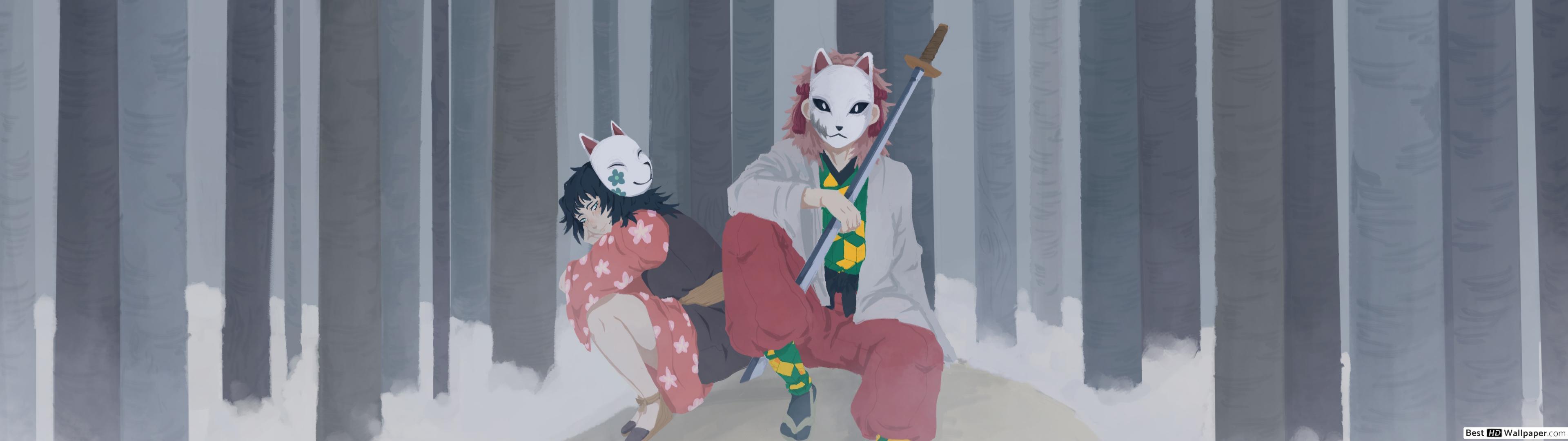 3840x1080 Demon Slayer & Sabito HD wallpaper download