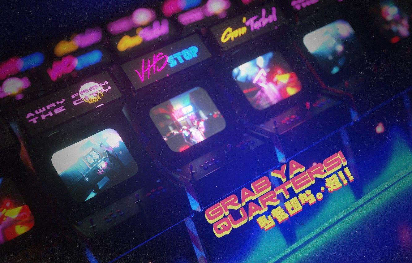 1332x850 Retro 80s Arcade Wallpaper