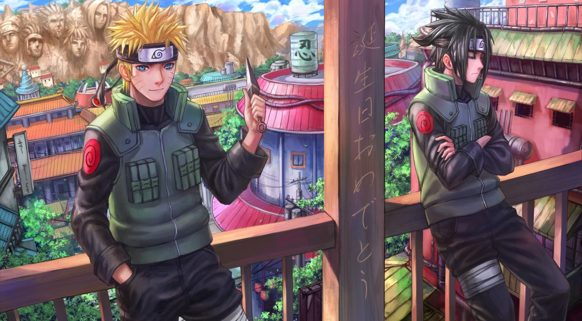 1960x1080 Download 1960x1080 Uzumaki Naruto, Hokage, Uchiha Sasuke, Friends, Konoha Village Wallpaper