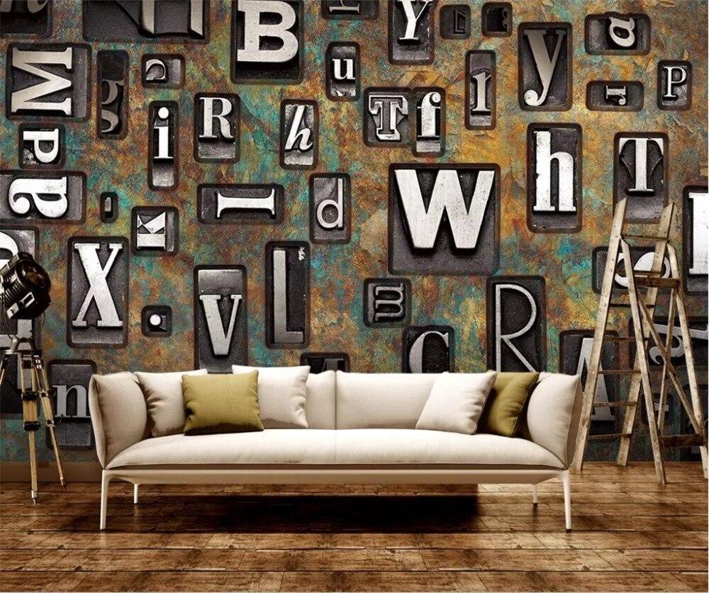 1000x837 beibehang Custom large wallpaper 3D murals English alphabet retro nostalgic rust fresco rusty restaurant background wall paper. 3D wallpaper. wallpaper 3Dlarge wallpaper