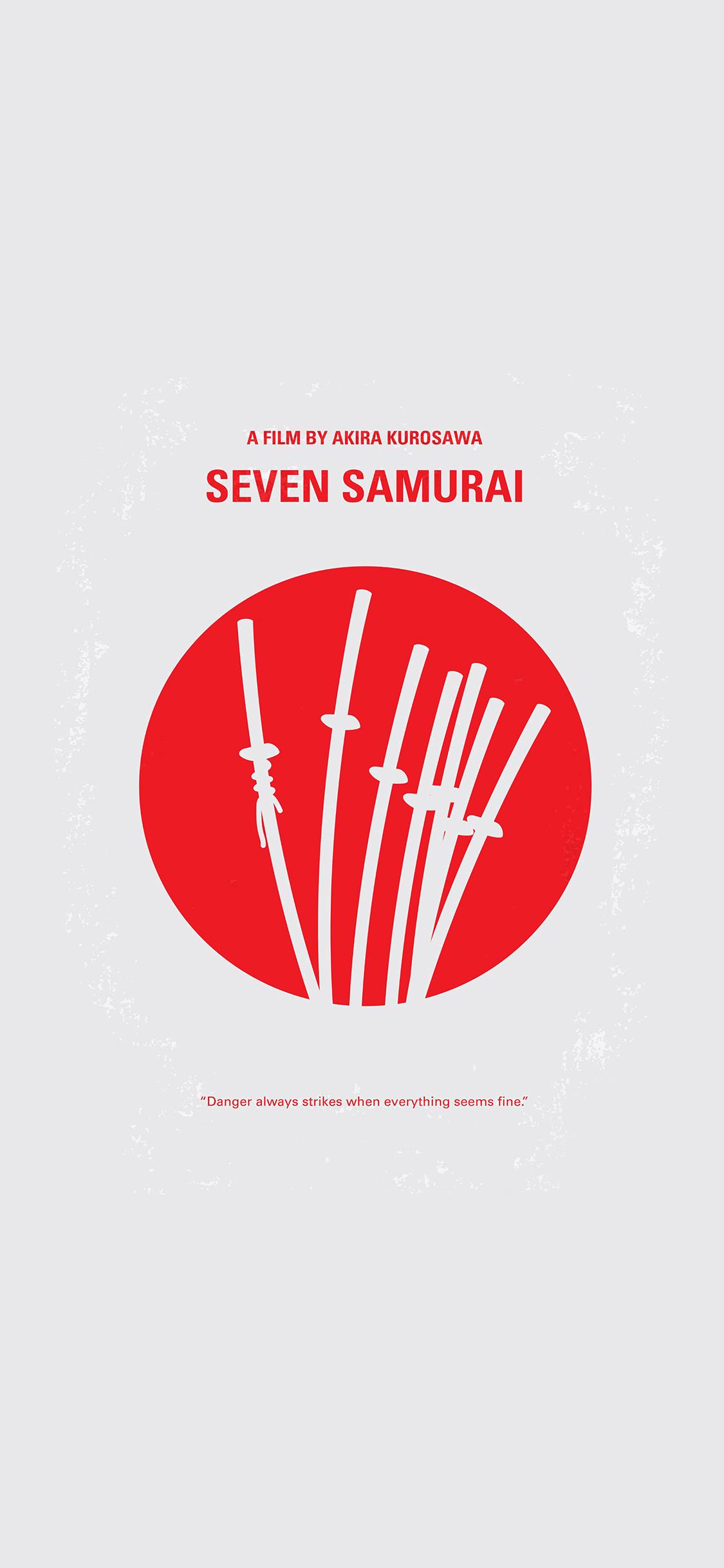 1125x2436 iPhone wallpaper. seven samurai film minimal art illustration