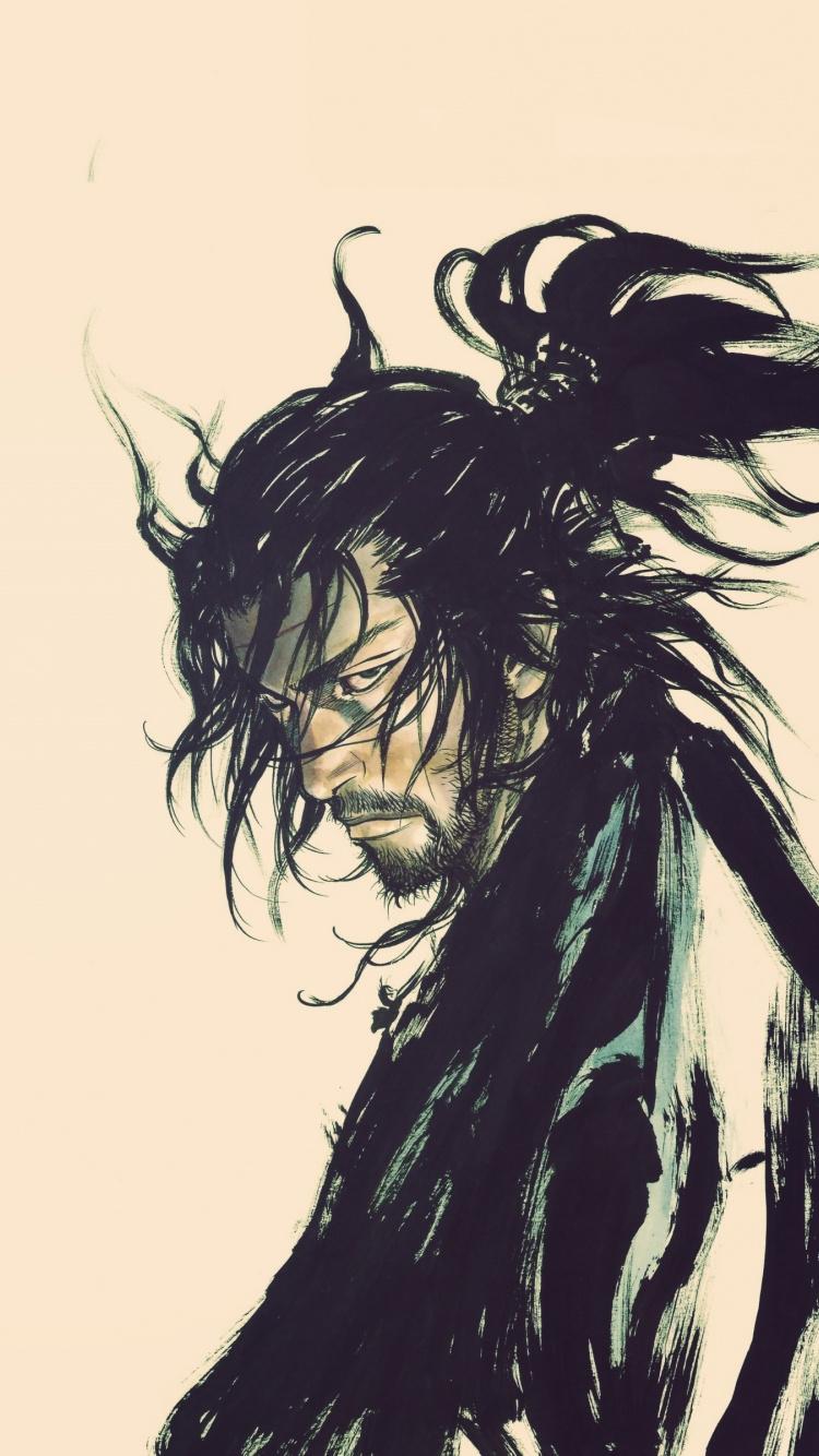750x1334 Download Samurai, warrior, serious, sketch art, minimal wallpaper, 750x iphone iPhone 8