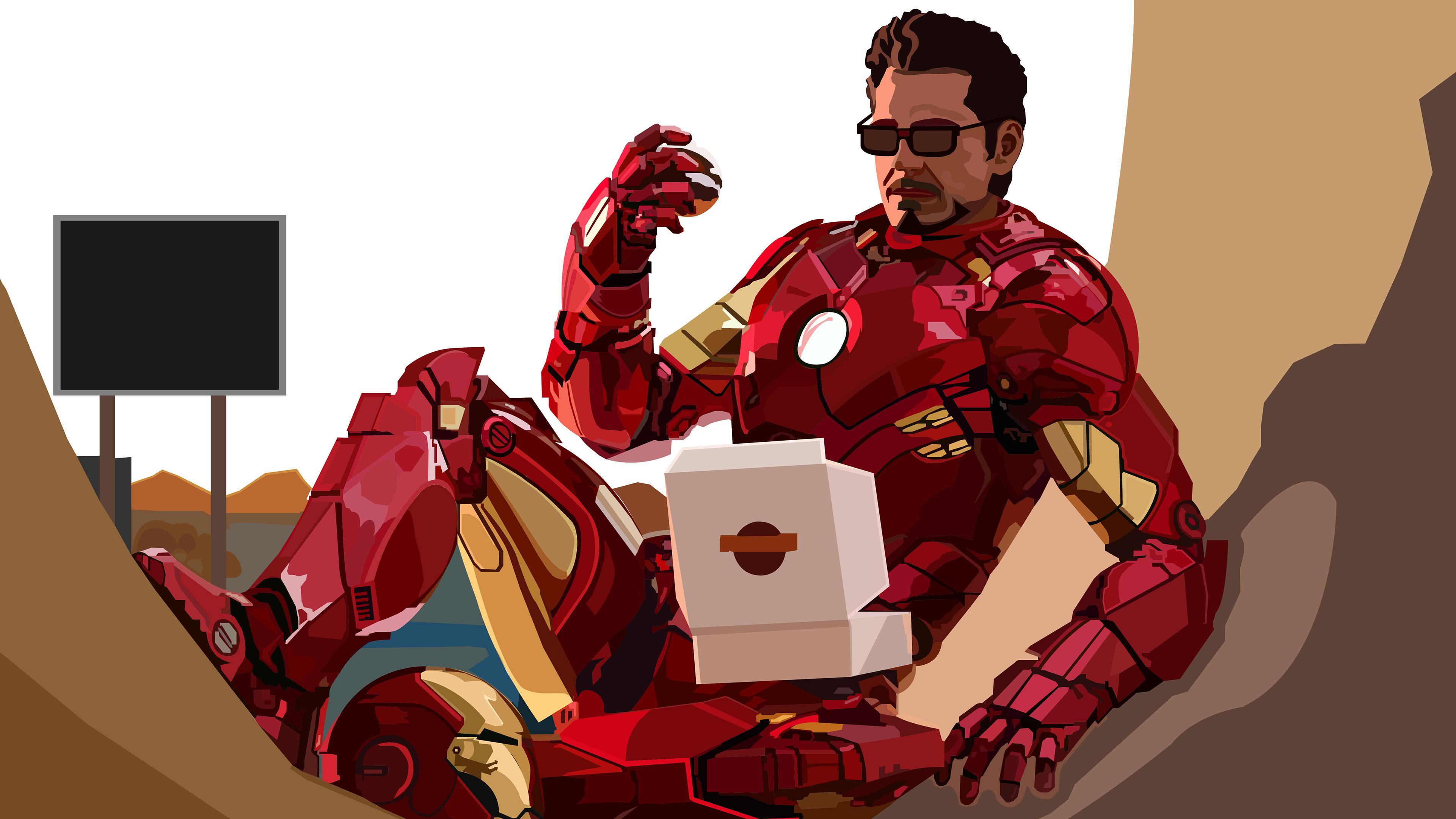 3840x2160 Iron Man Eating Donuts, HD Superheroes, 4k Wallpaper, Image, Background, Photo and Picture