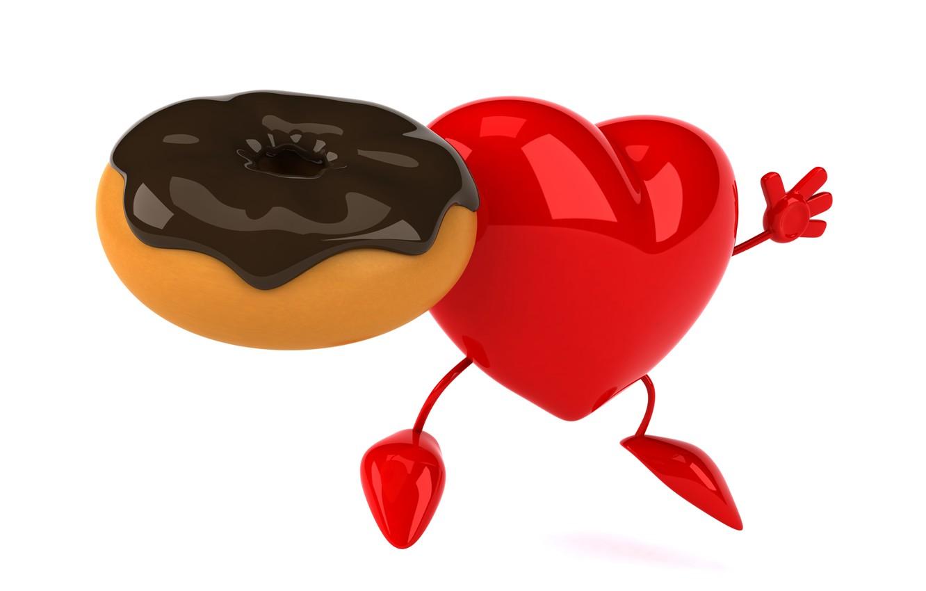 1332x850 Wallpaper heart, donut, heart, funny, rendering, donut image for desktop, section рендеринг