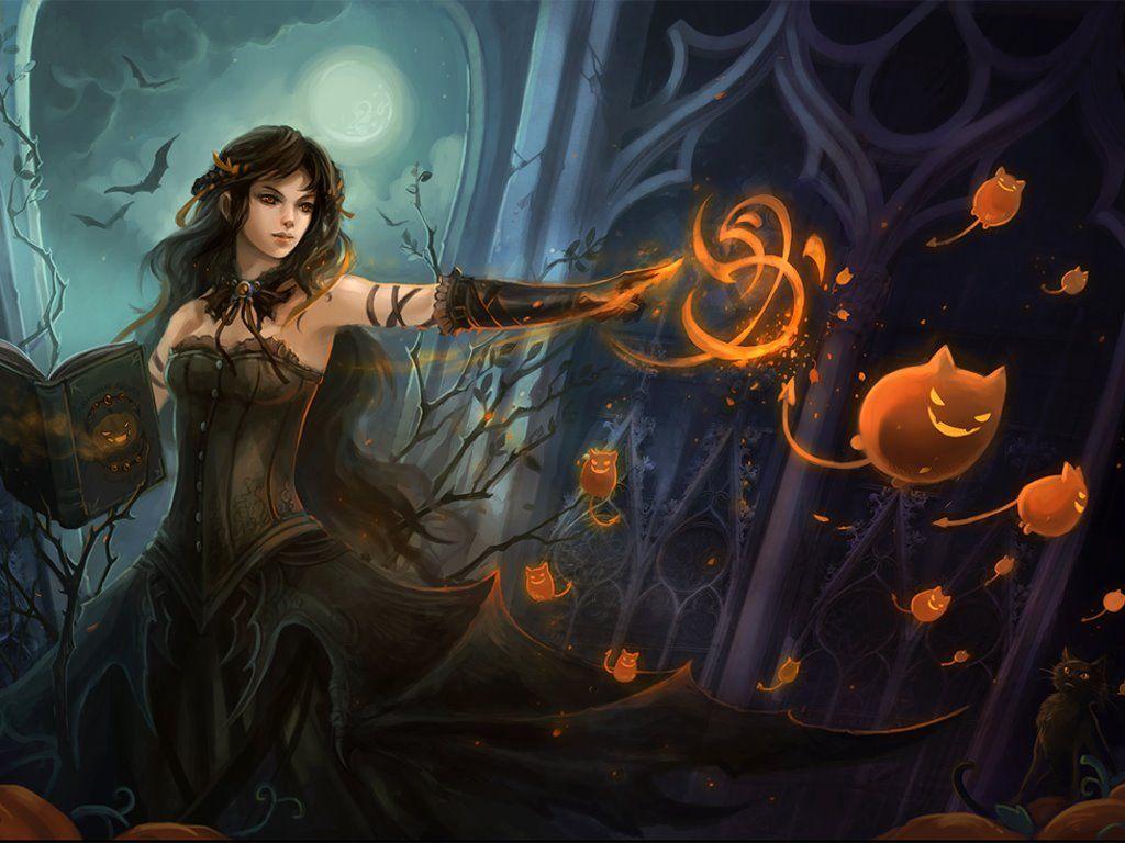 1024x768 Magic Halloween Wallpaper