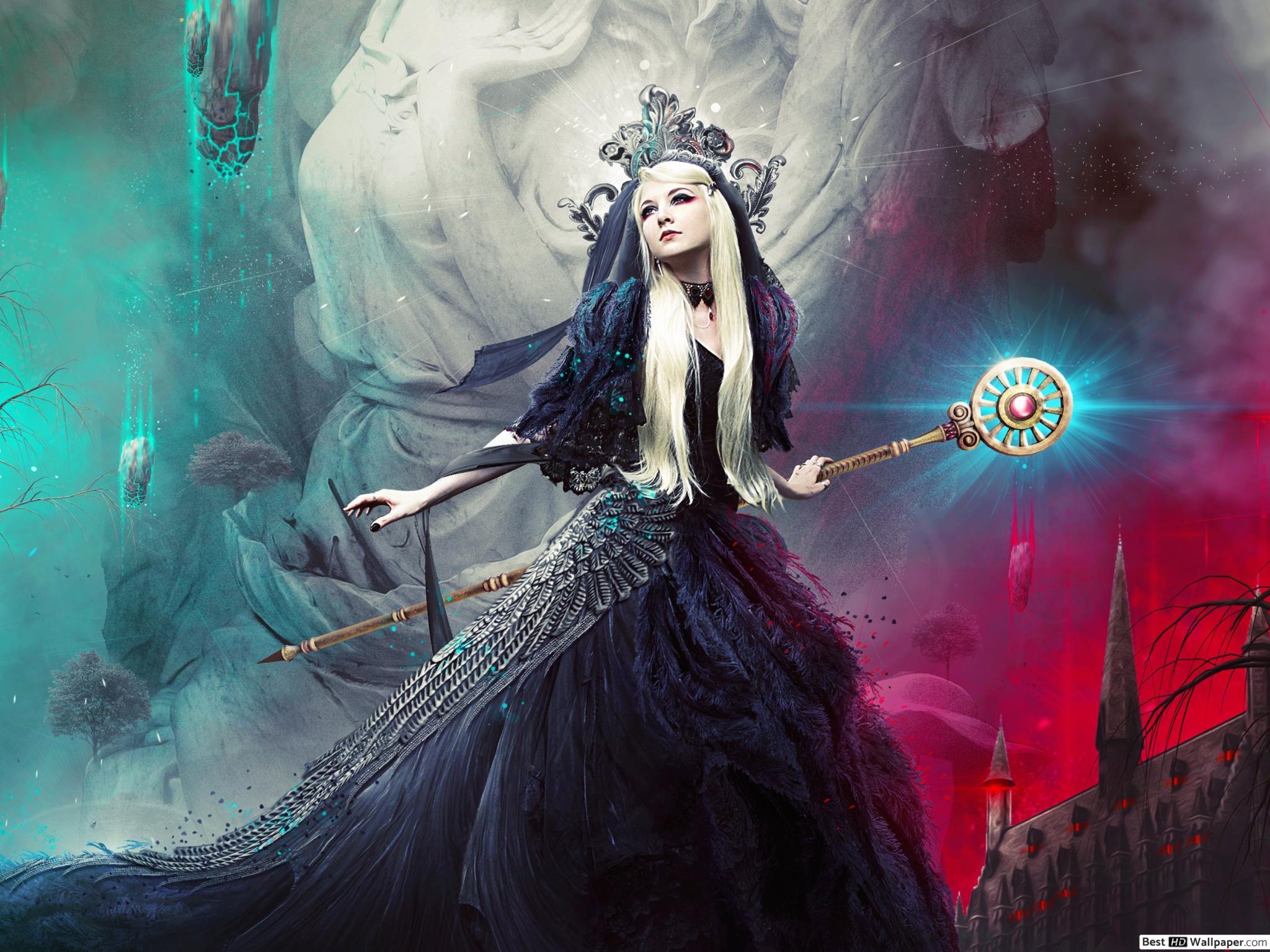 2048x1536 Beautiful Black Witch HD wallpaper download