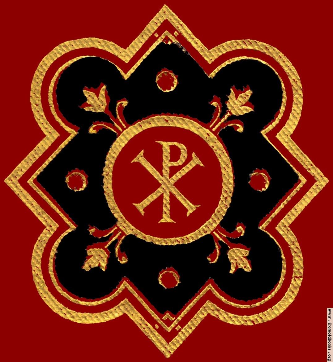 1077x1169 Chi Rho Symbol (Px) In Red, Black Ad Gold From Front Cover