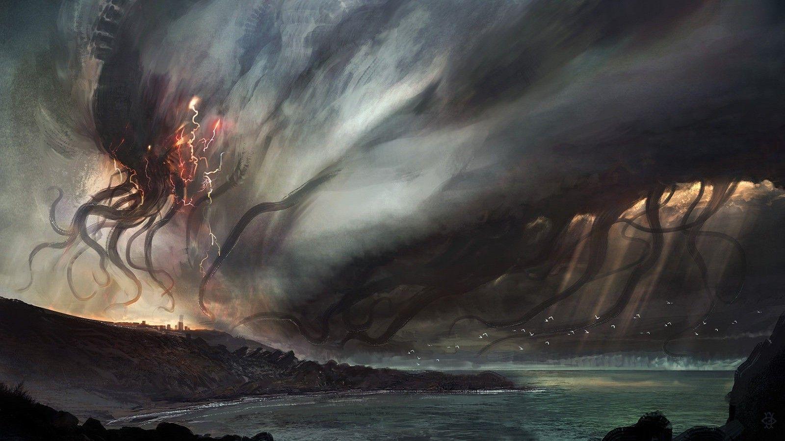 1600x900 Download HD Wallpaper Of 120599 Digital Art, Painting, Movies, Cthulhu, Creature,. Free Download High. Dark Fantasy Artwork, Dark Fantasy Art, Cthulhu