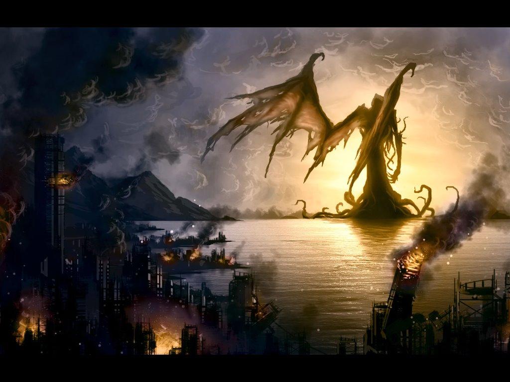 1024x768 My Free Wallpaper Wallpaper : Cthulhu Rises