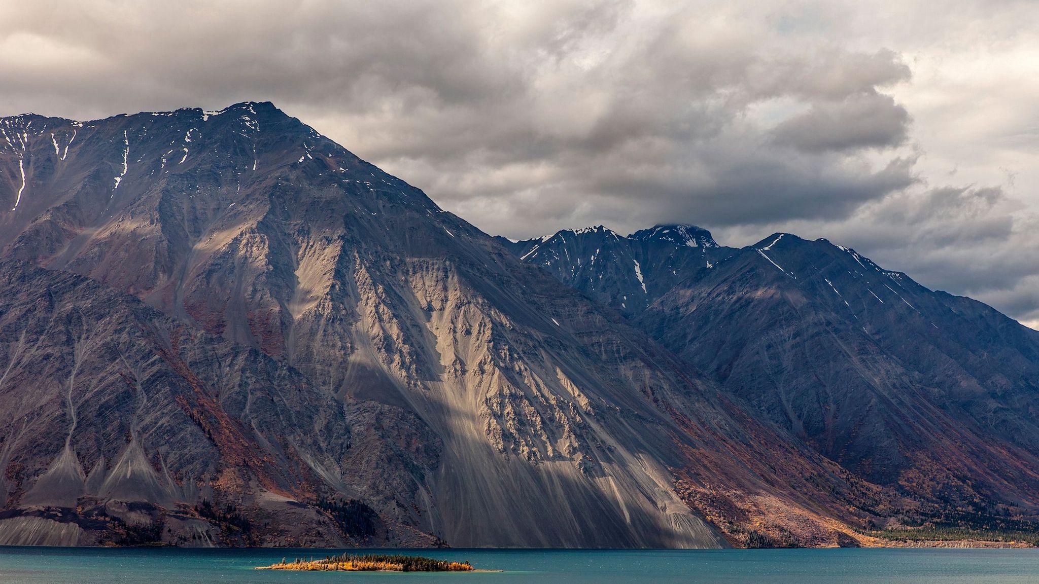 2048x1152 Download wallpaper 2048x1152 mountain, peak, sky, sea ultrawide monitor HD background