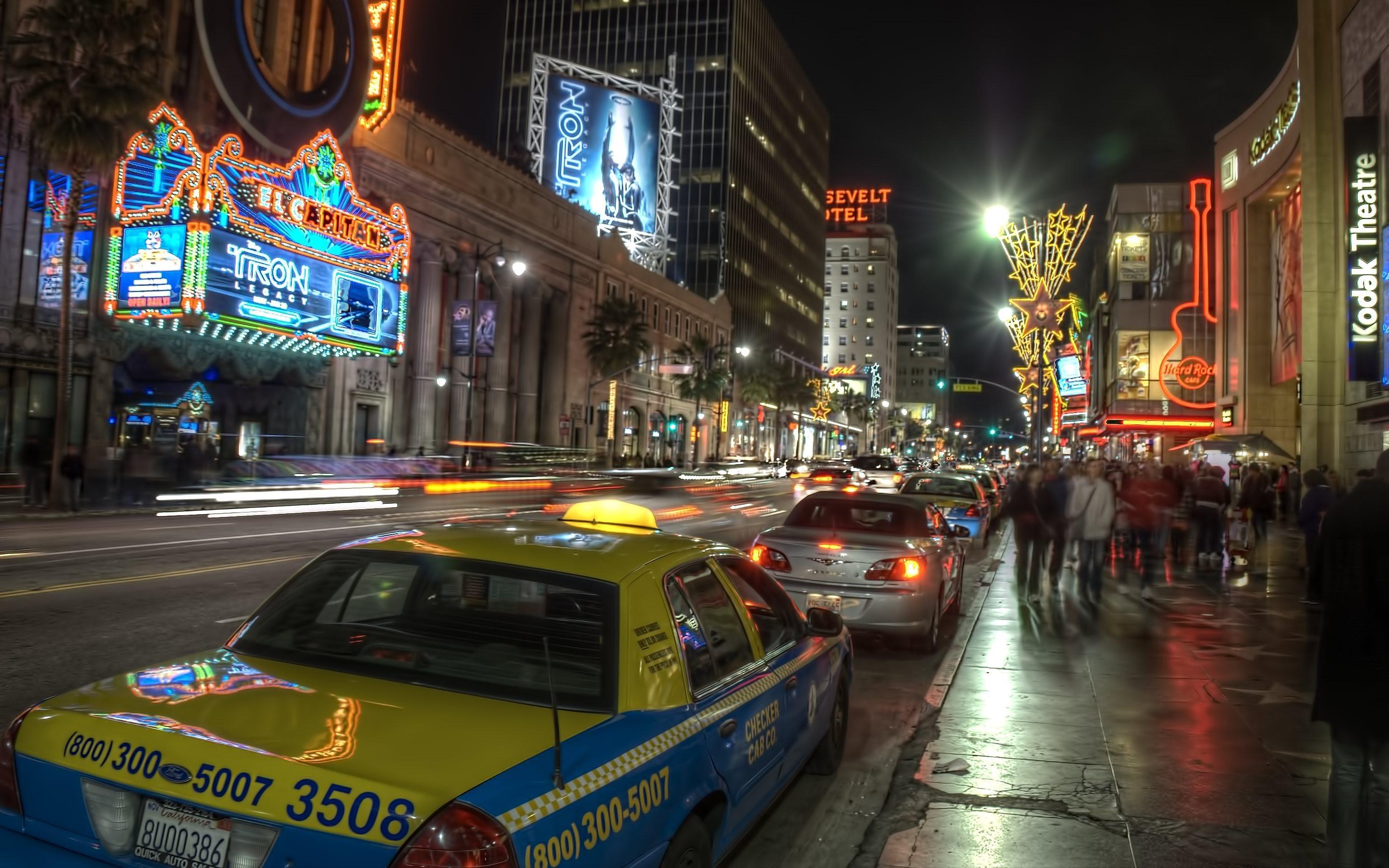 2880x1800 Download wallpaper los angeles, hollywood, taxi, street, night, ca for desktop with resolution 2880x1800. High Quality HD picture wallpaper