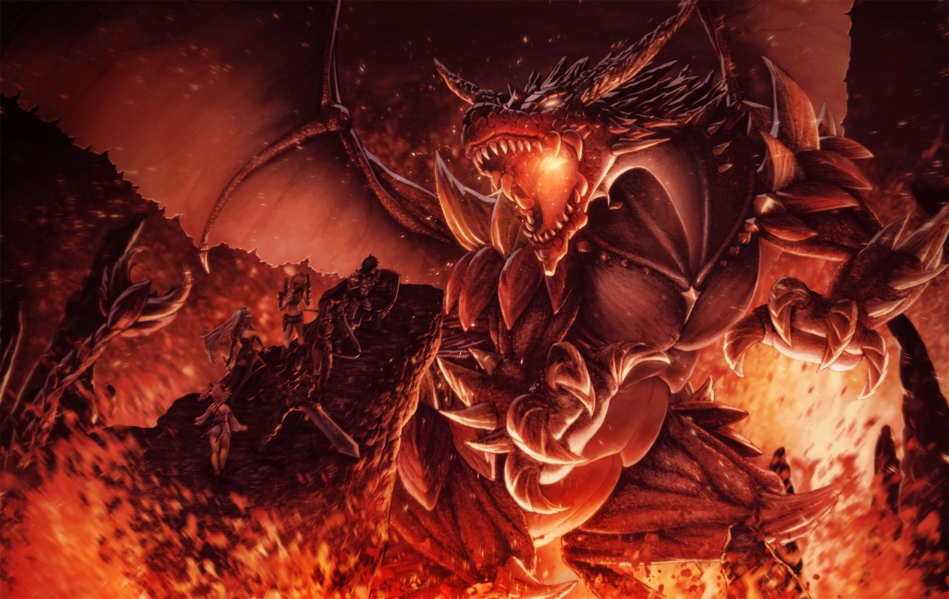 1900x1200 Original Characters Dragon Fantasy Art Fire Creature Wallpaper: 1900x1200