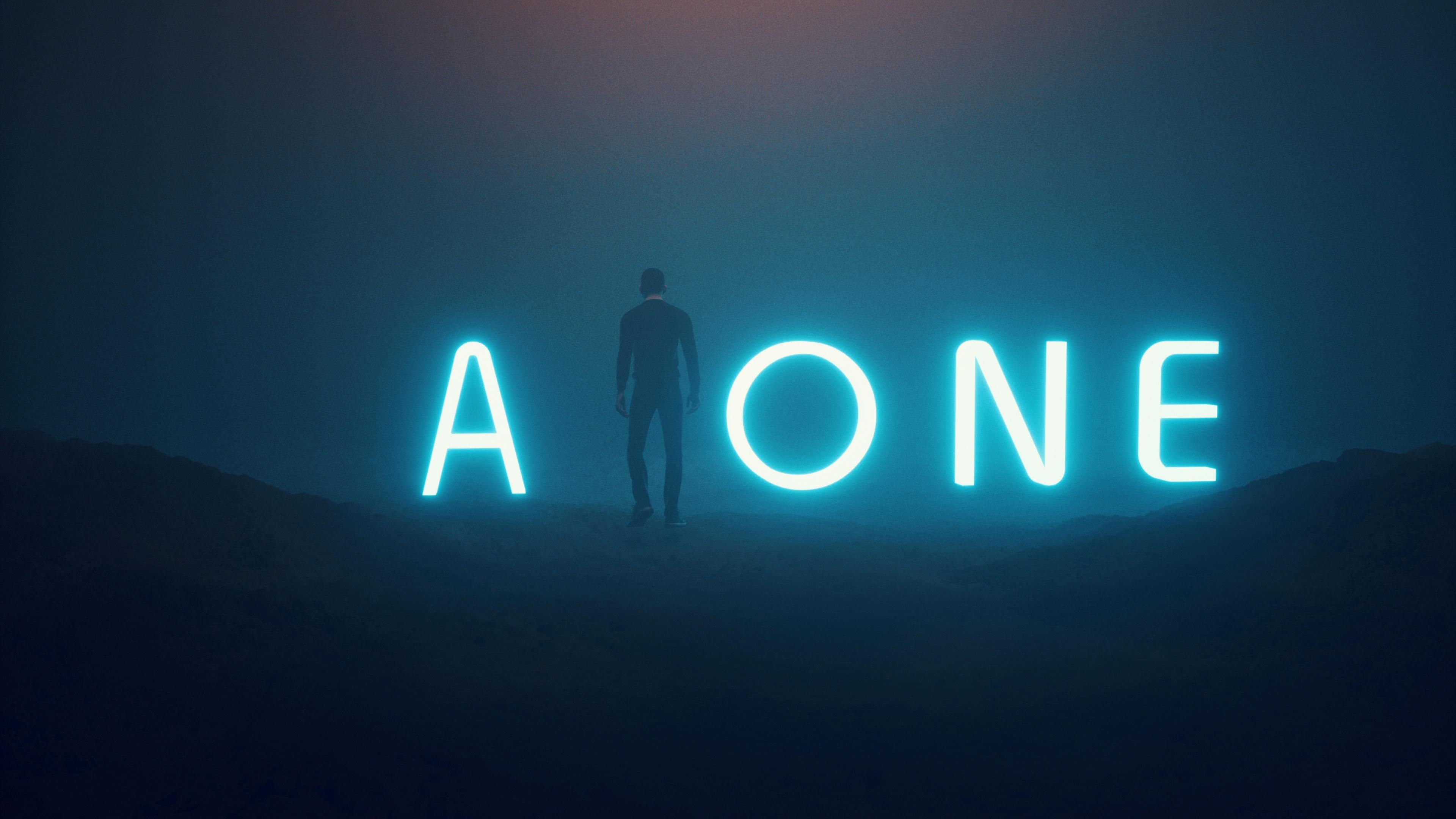 3840x2160 Alone 4K Wallpaper, Neon, Neon typography, Dark, Fantasy