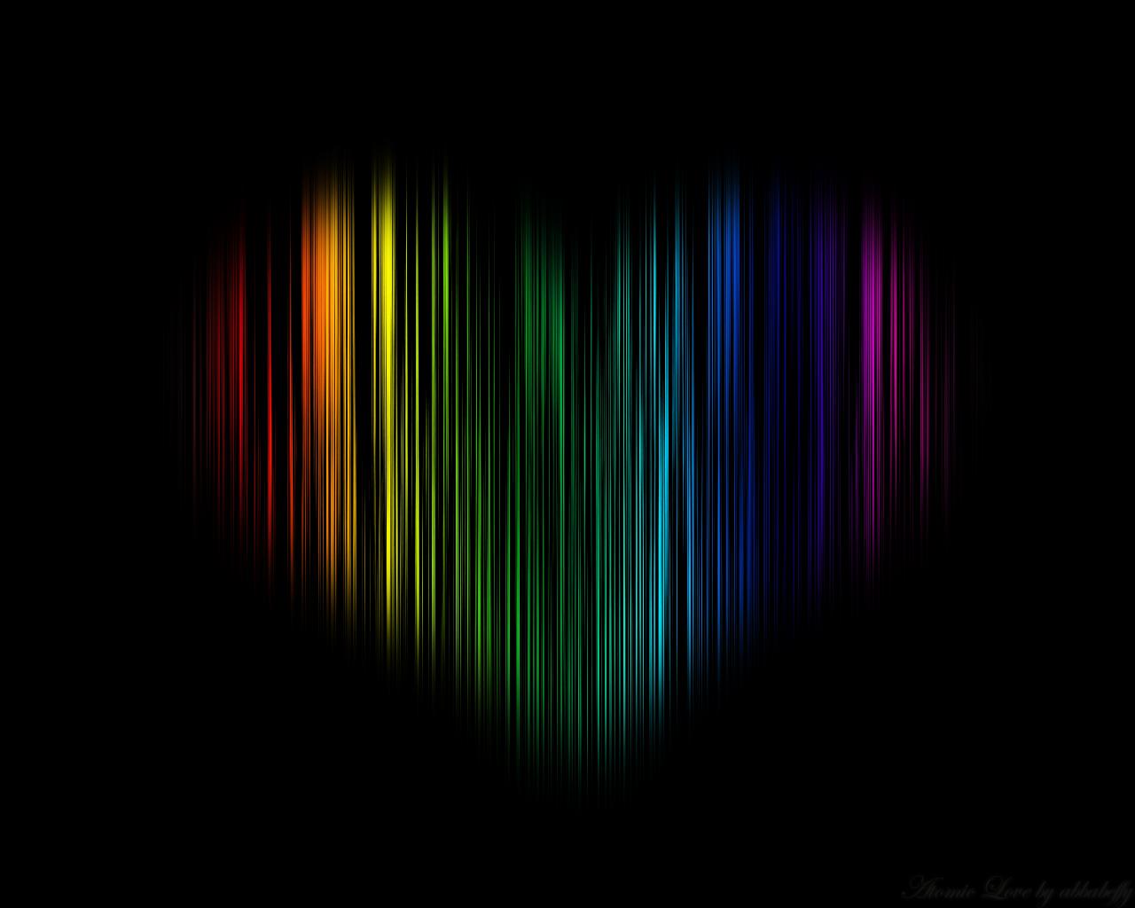 1280x1024 Rainbow Heart Black Background HD Wallpaper