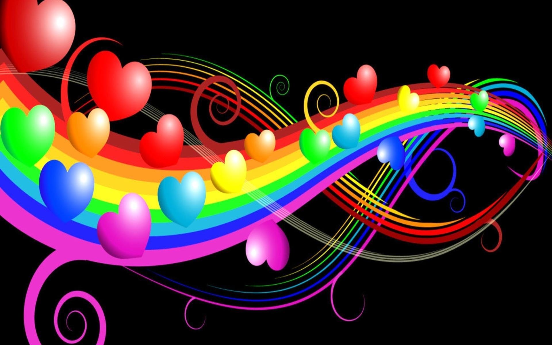 1920x1200 Rainbow Heart Wallpaper background picture