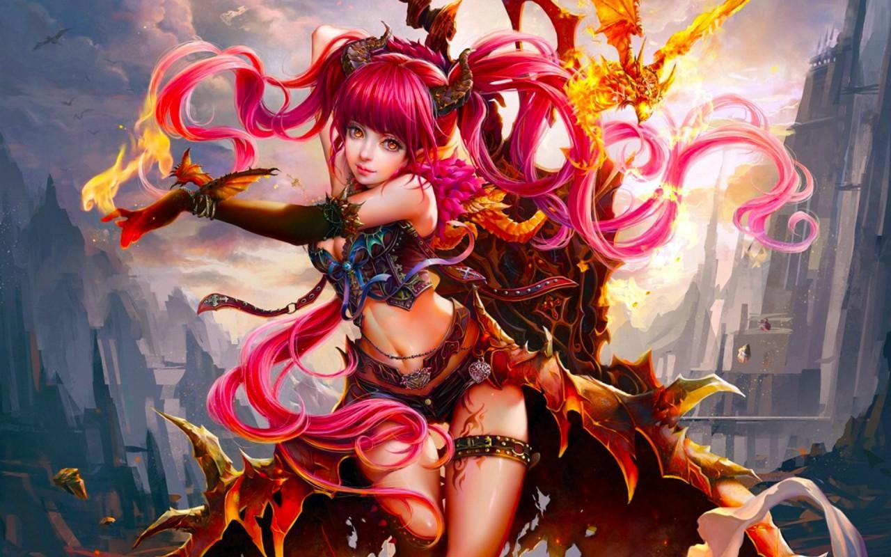 1280x800 Dragon Princess Wallpaper