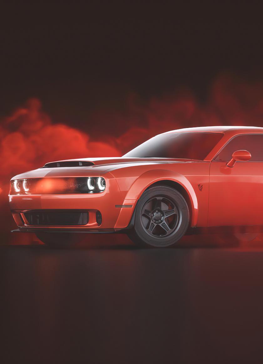 840x1160 Download 840x1160 wallpaper red dodge challenger demon srt, car, red smoke, iphone iphone 4s, ipod touch, 840x1160 HD image, background, 25022