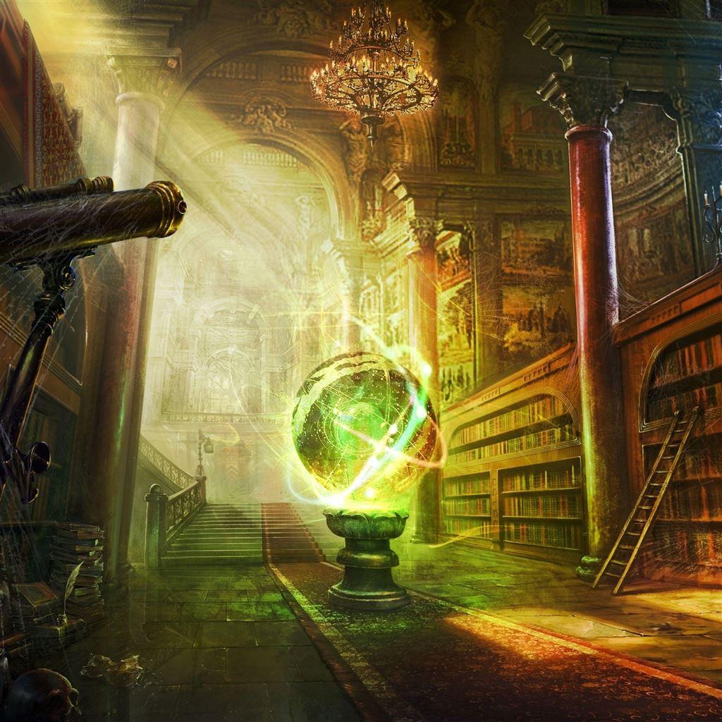 1024x1024 Magic ball library columns castle iPad Air Wallpaper Free Download