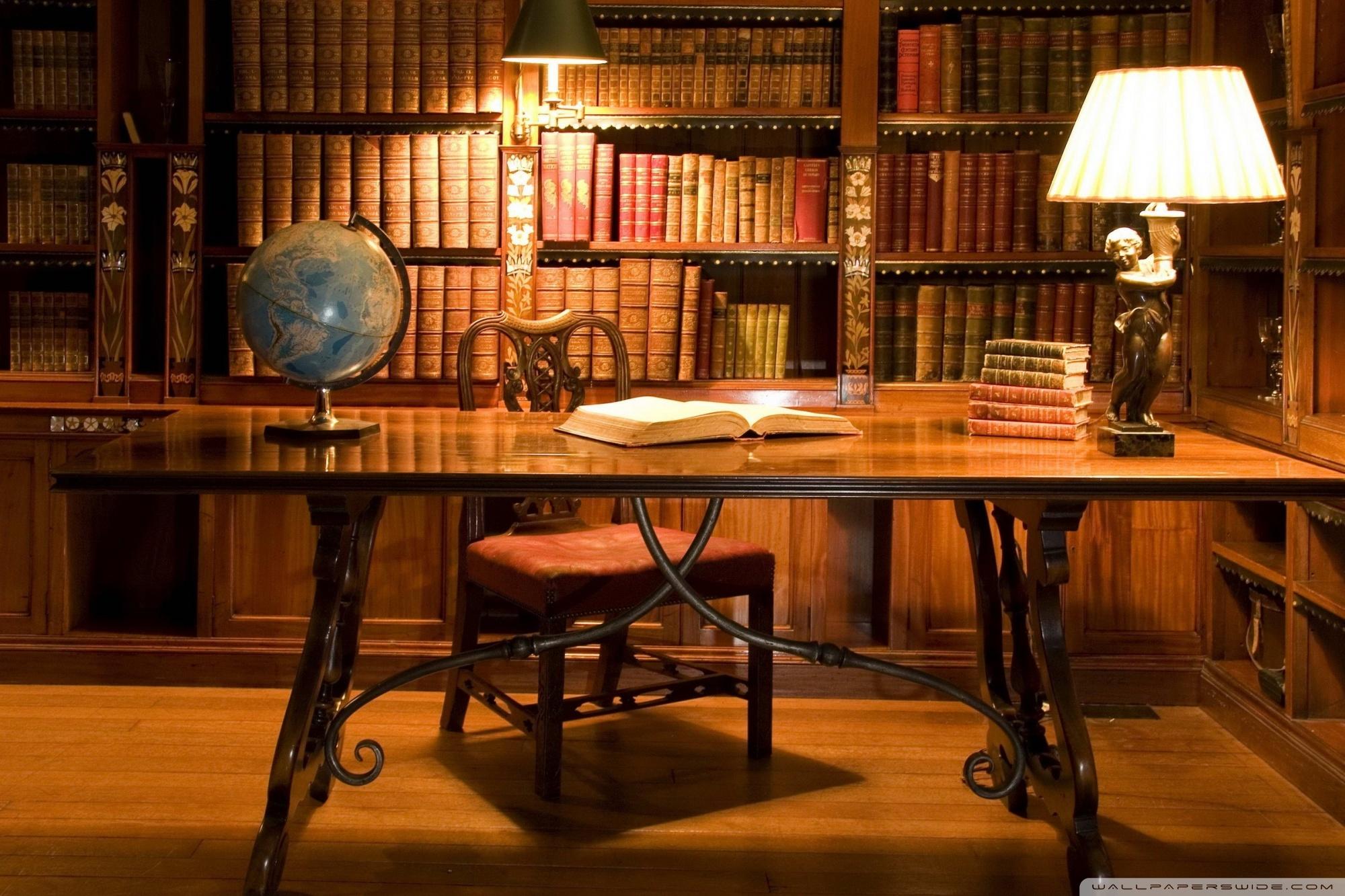 2000x1333 Antique Library Desk Ultra HD Desktop Background Wallpaper for 4K UHD TV : Tablet