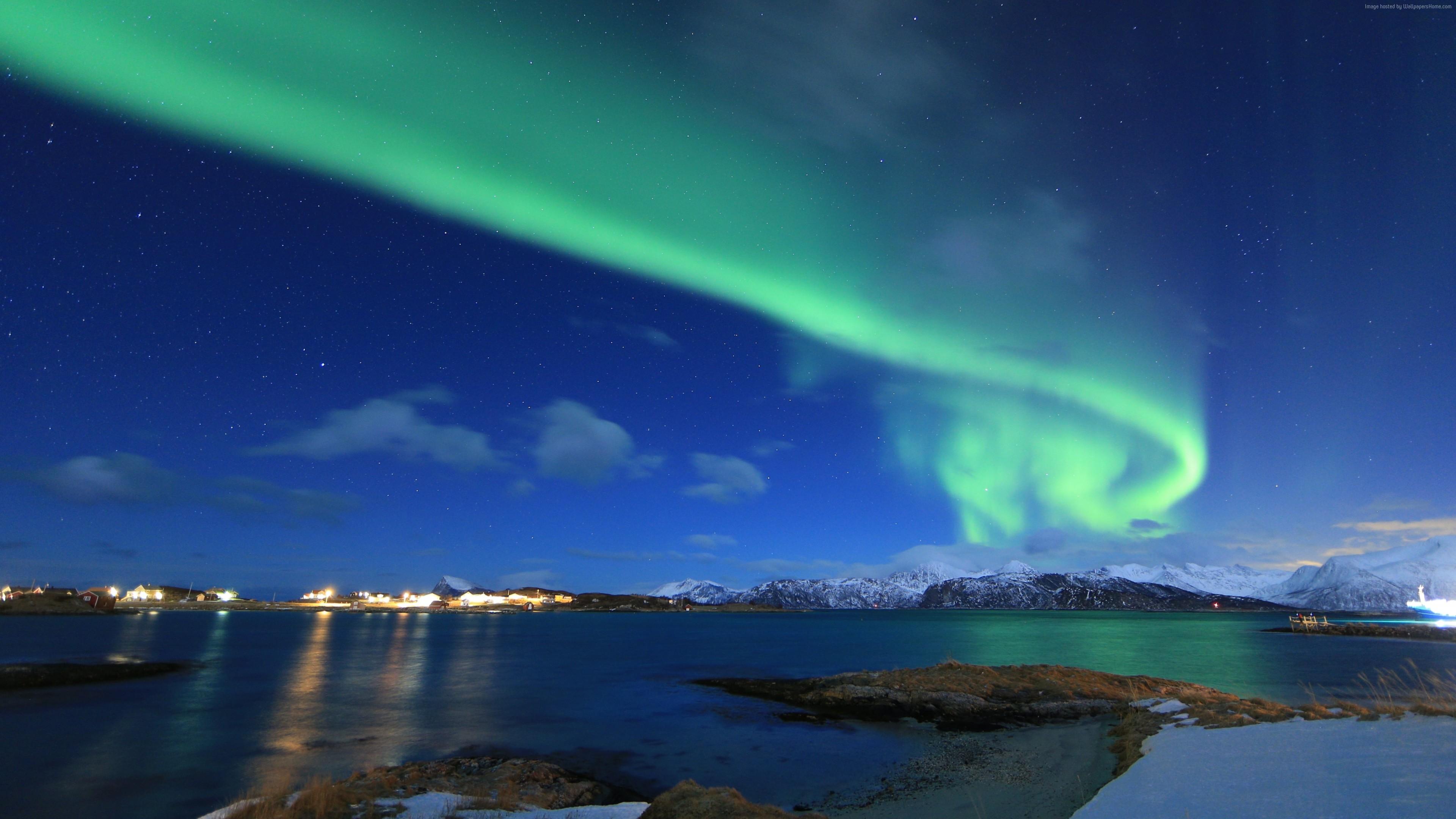 3840x2160 Wallpaper northern lights, Norway, lake, winter, 5k, Nature Wallpaper Download Resolution 4K Wallpaper