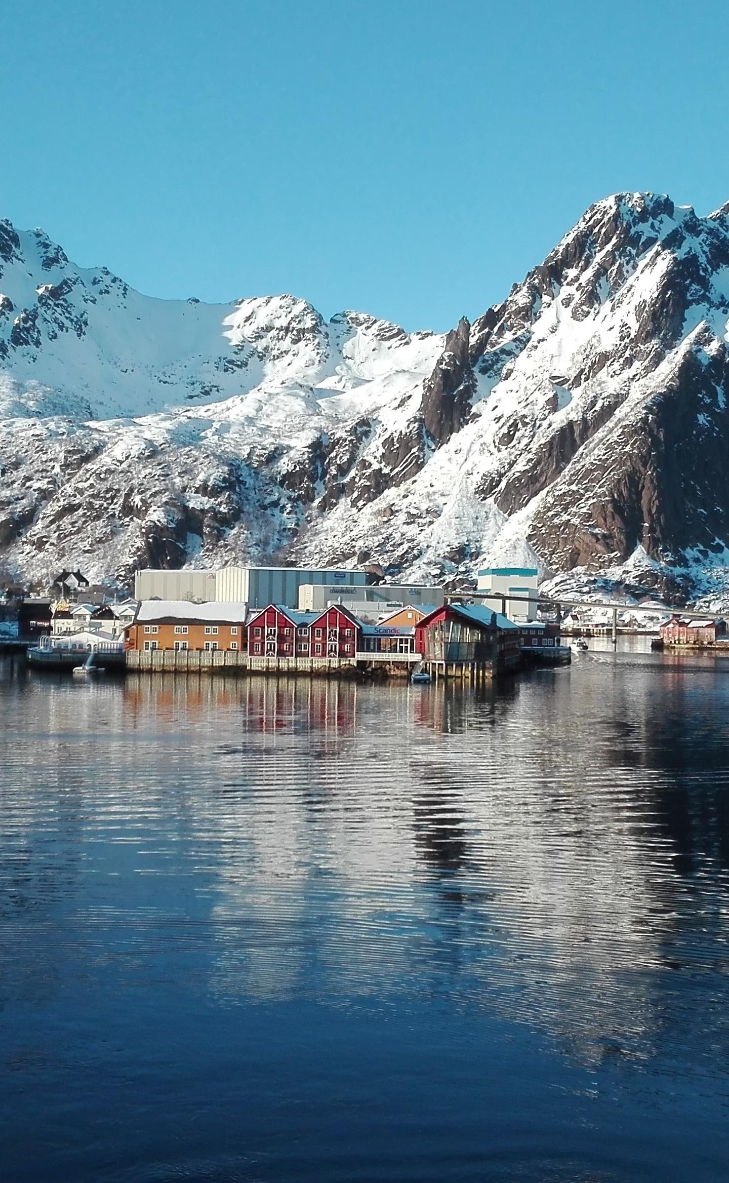 1440x2336 Download 1440x2960 wallpaper fjord, norway, lake, mountains, town, samsung galaxy s samsung galaxy s8 plus, 1440x2960 HD image, background, 7138