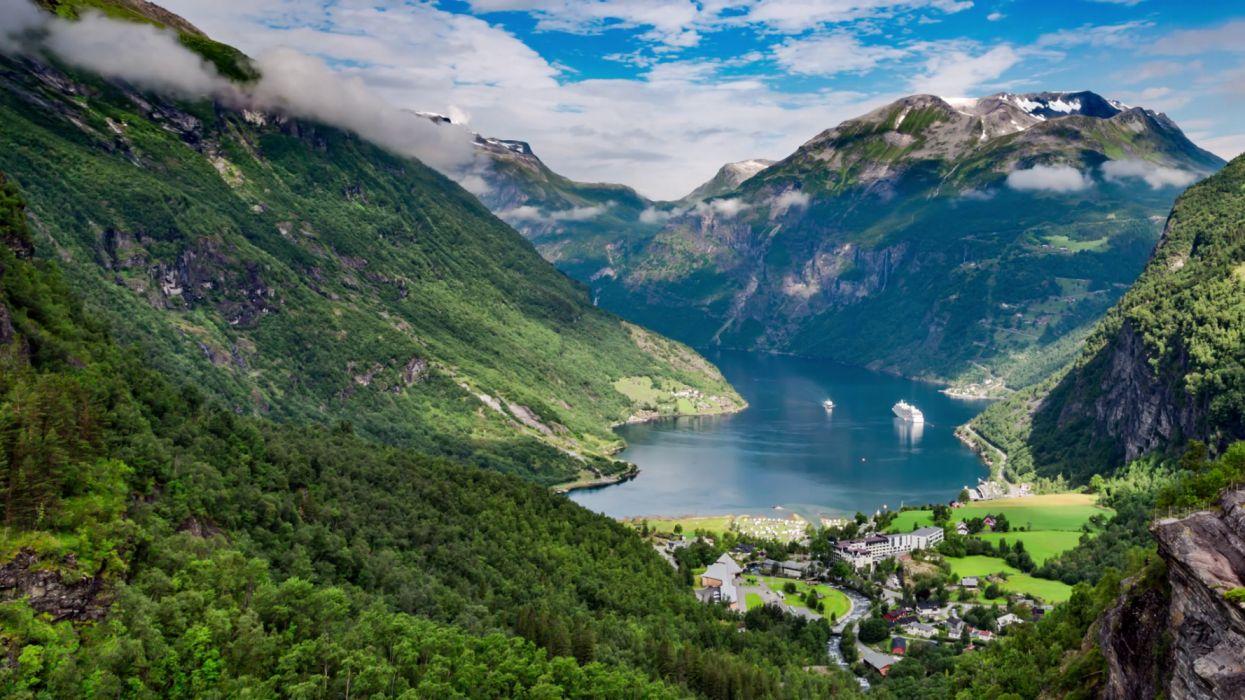 1245x700 Timelapse geiranger norway lake nature wallpaperx1080