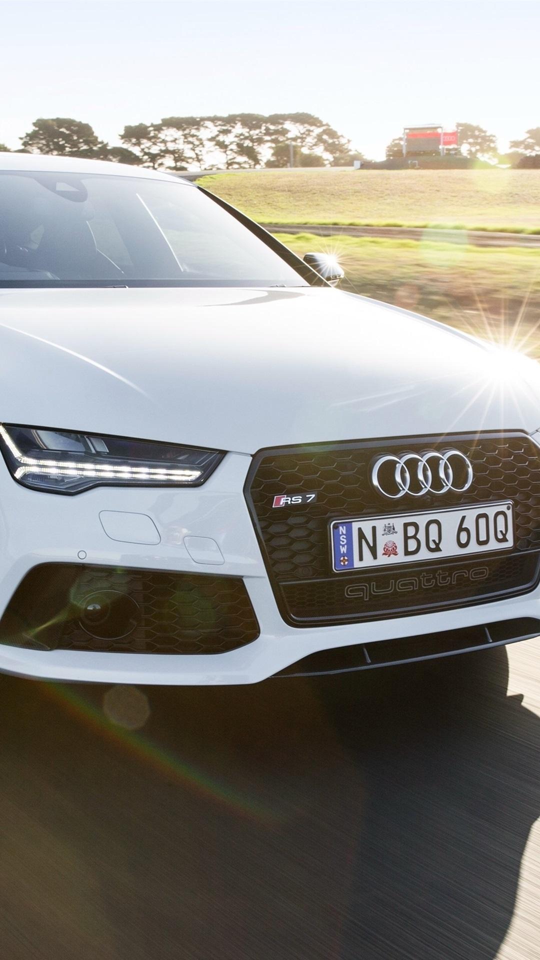 1080x1920 Audi RS7 White Car Speed 1080x1920 IPhone 8 7 6 6S Plus Wallpaper, Background, Picture, Image