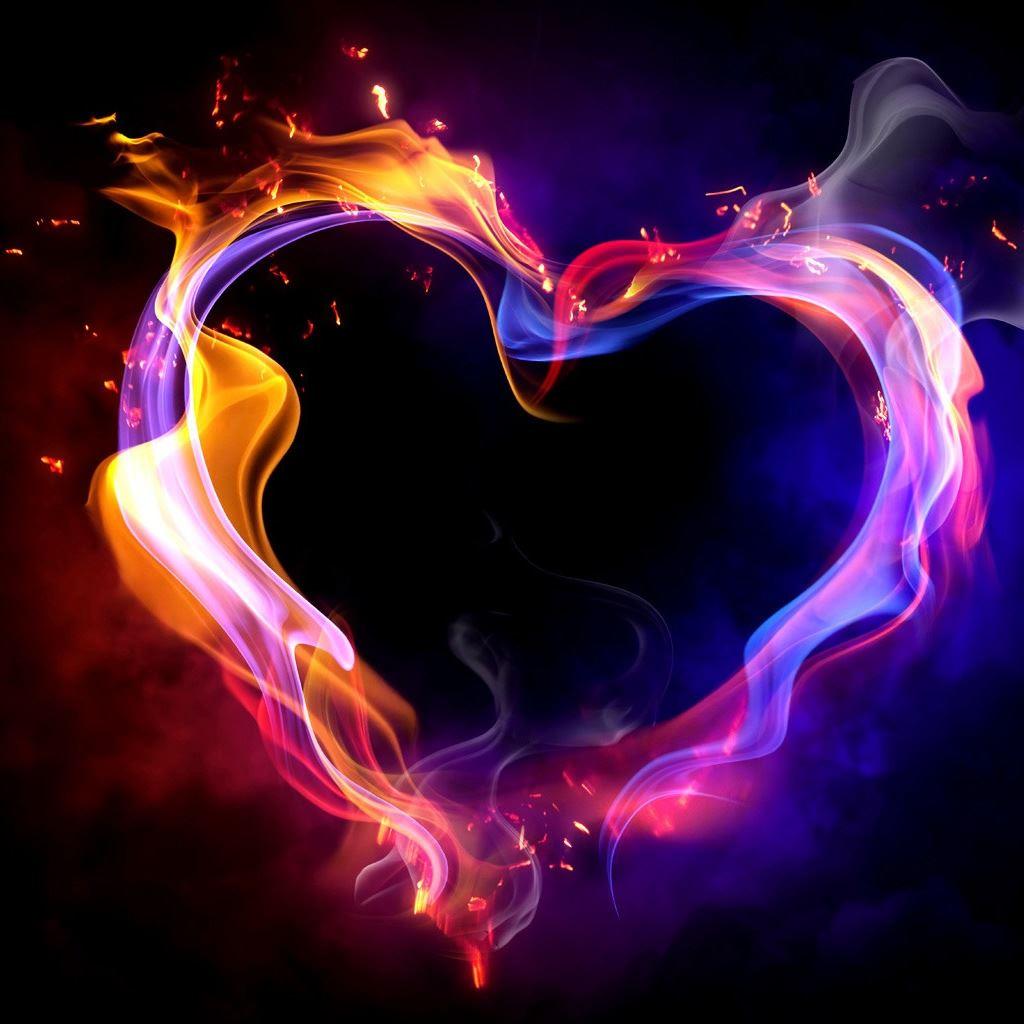 1024x1024 Fire heart iPad Wallpaper Free Download