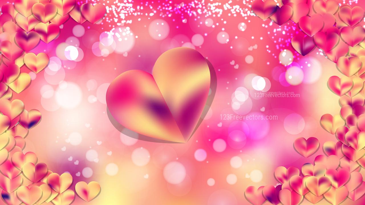 1280x720 Pink and Yellow Heart Wallpaper Background Image